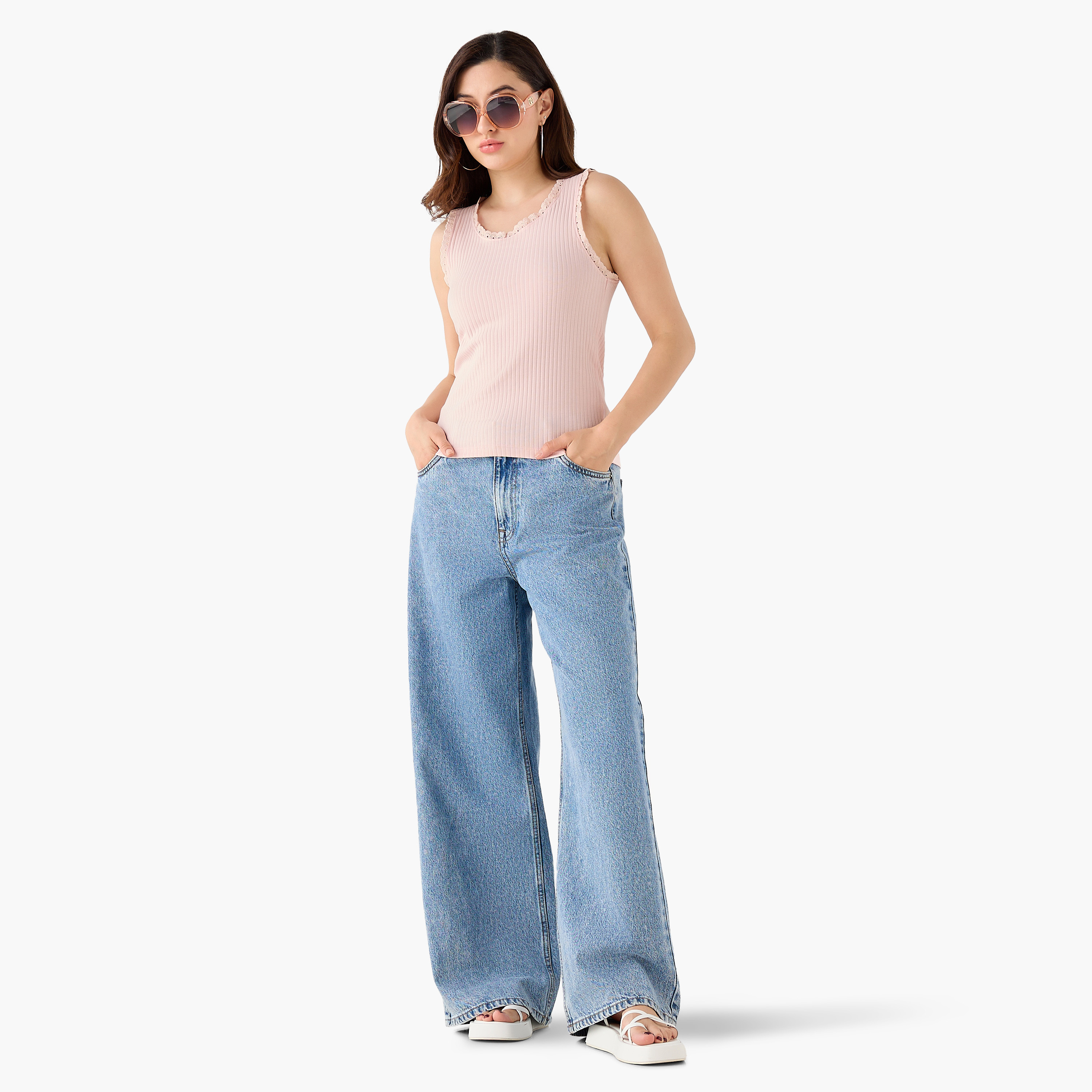 بلوزة تانك بارزة الملمس مضلّع-women-clothing-tshirts-image-3