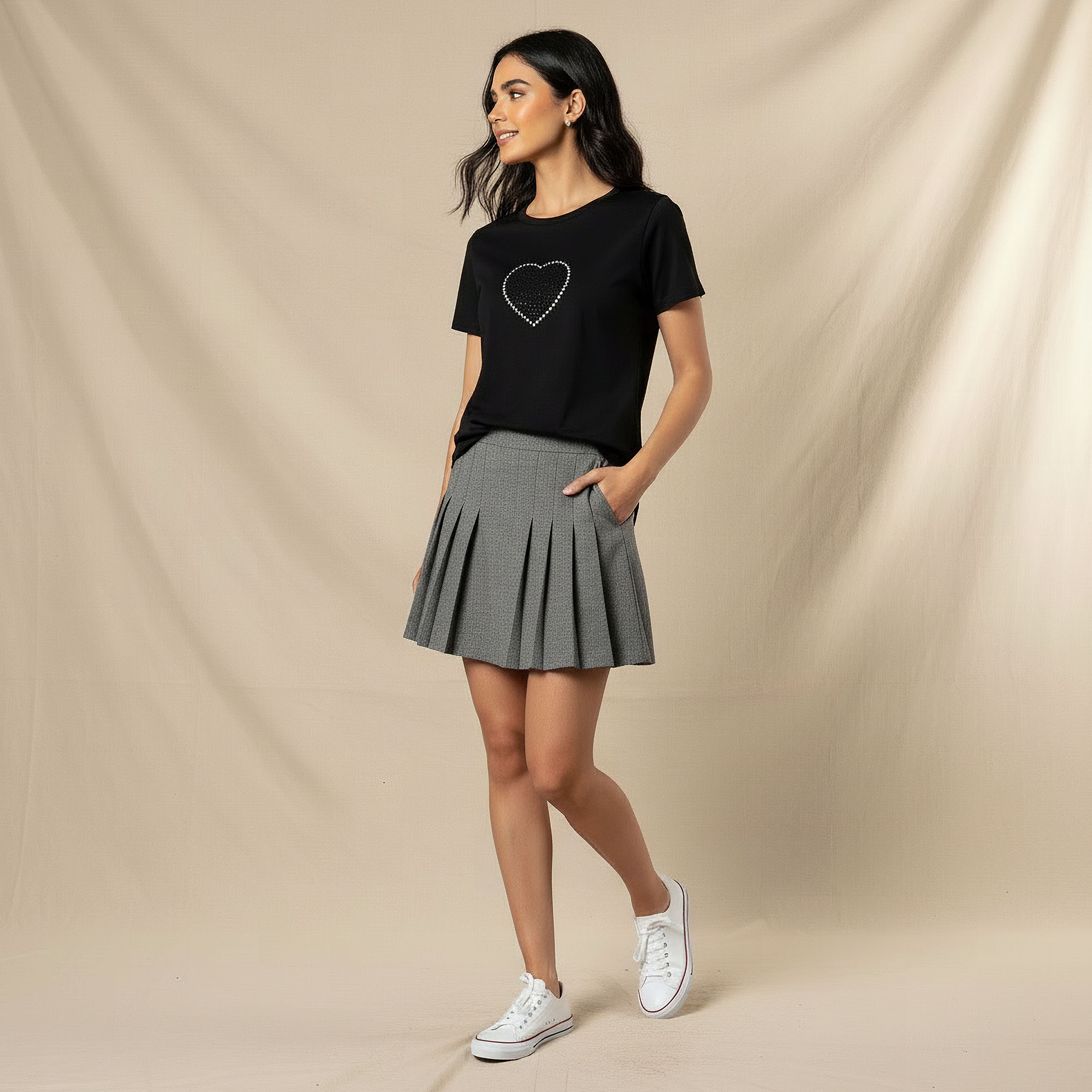 Regular Fit Cotton T-shirt with Embellishments-women-clothing-tshirts-image-3