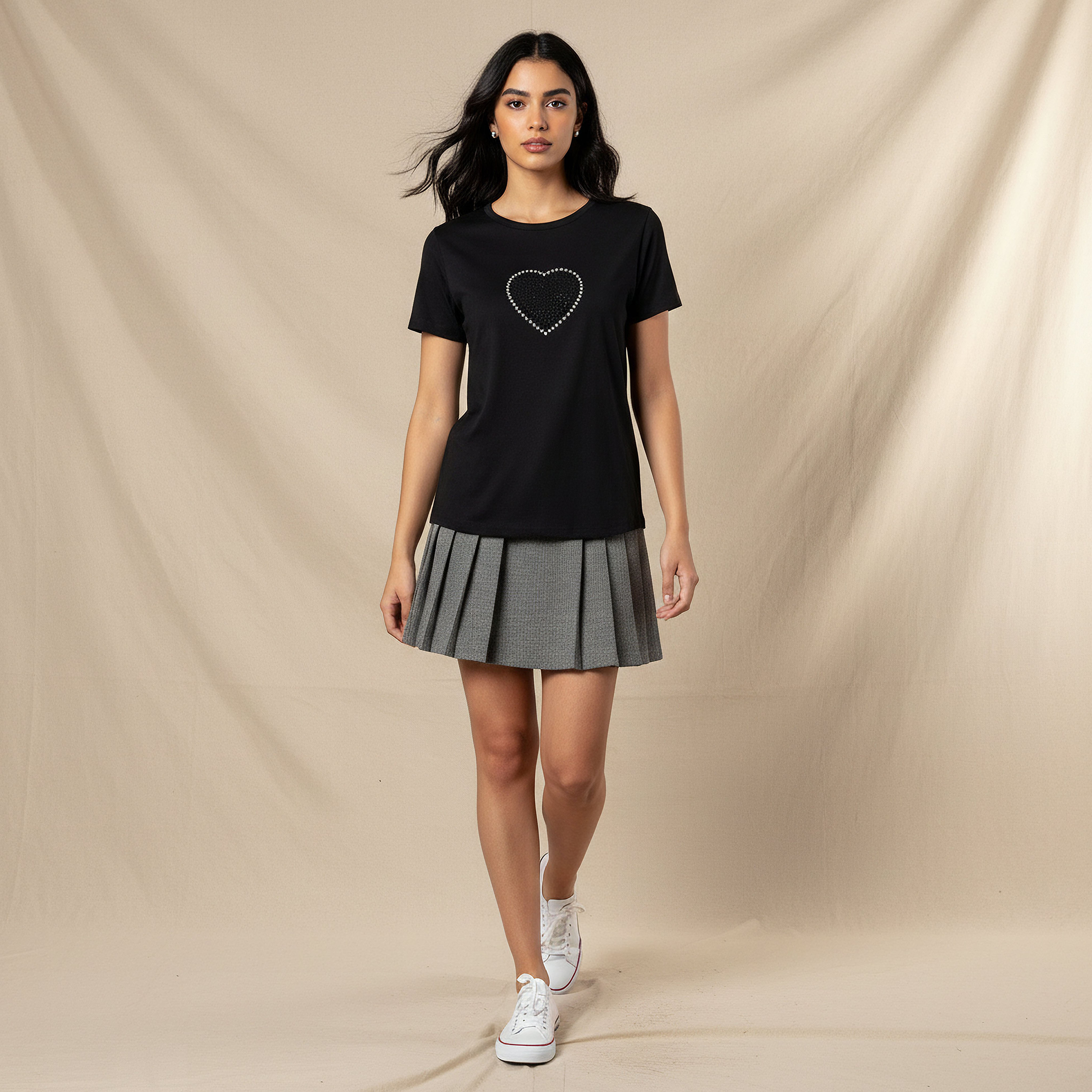 Regular Fit Cotton T-shirt with Embellishments-women-clothing-tshirts-image-5