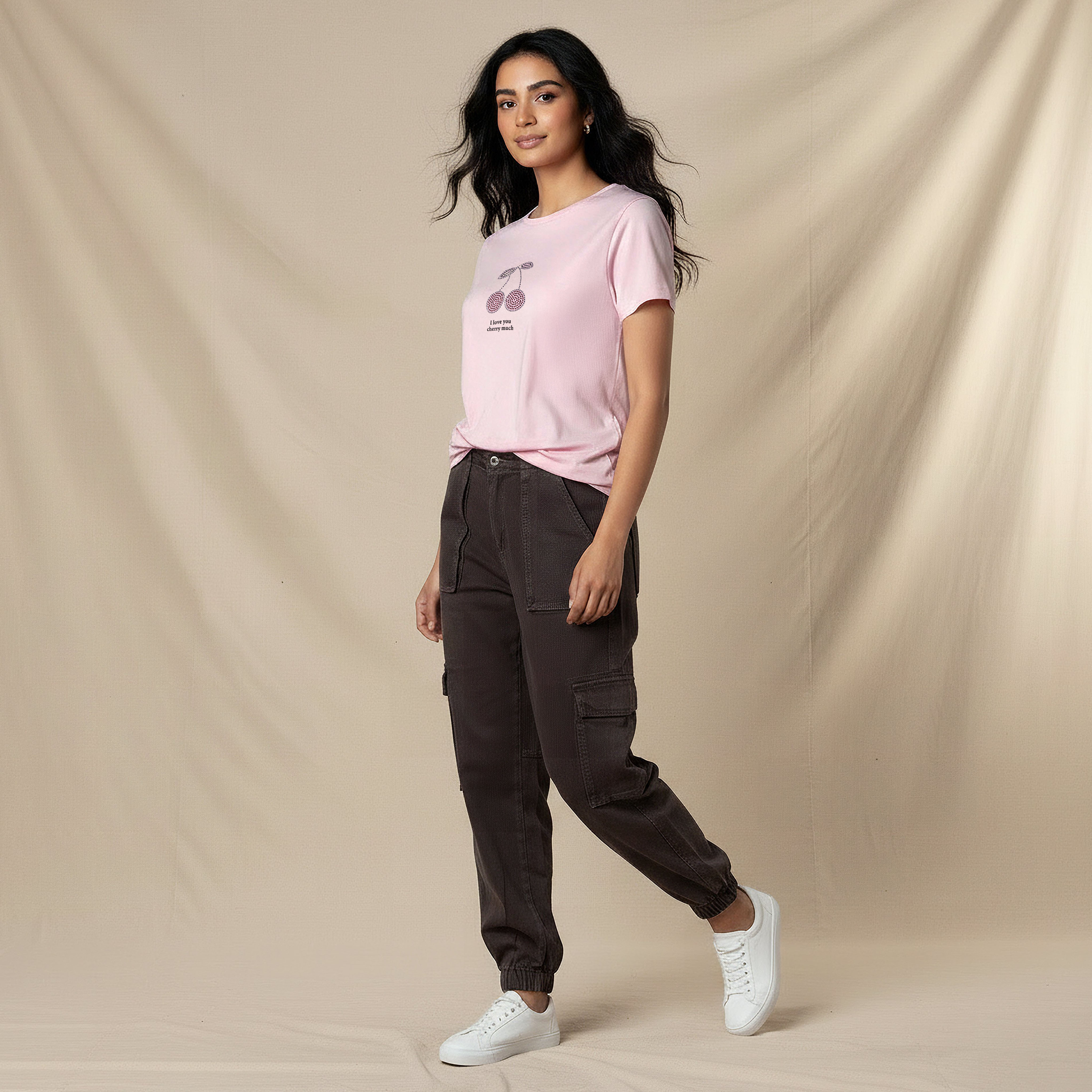 Regular Fit Cotton T-shirt with Embellishments-women-clothing-tshirts-image-5
