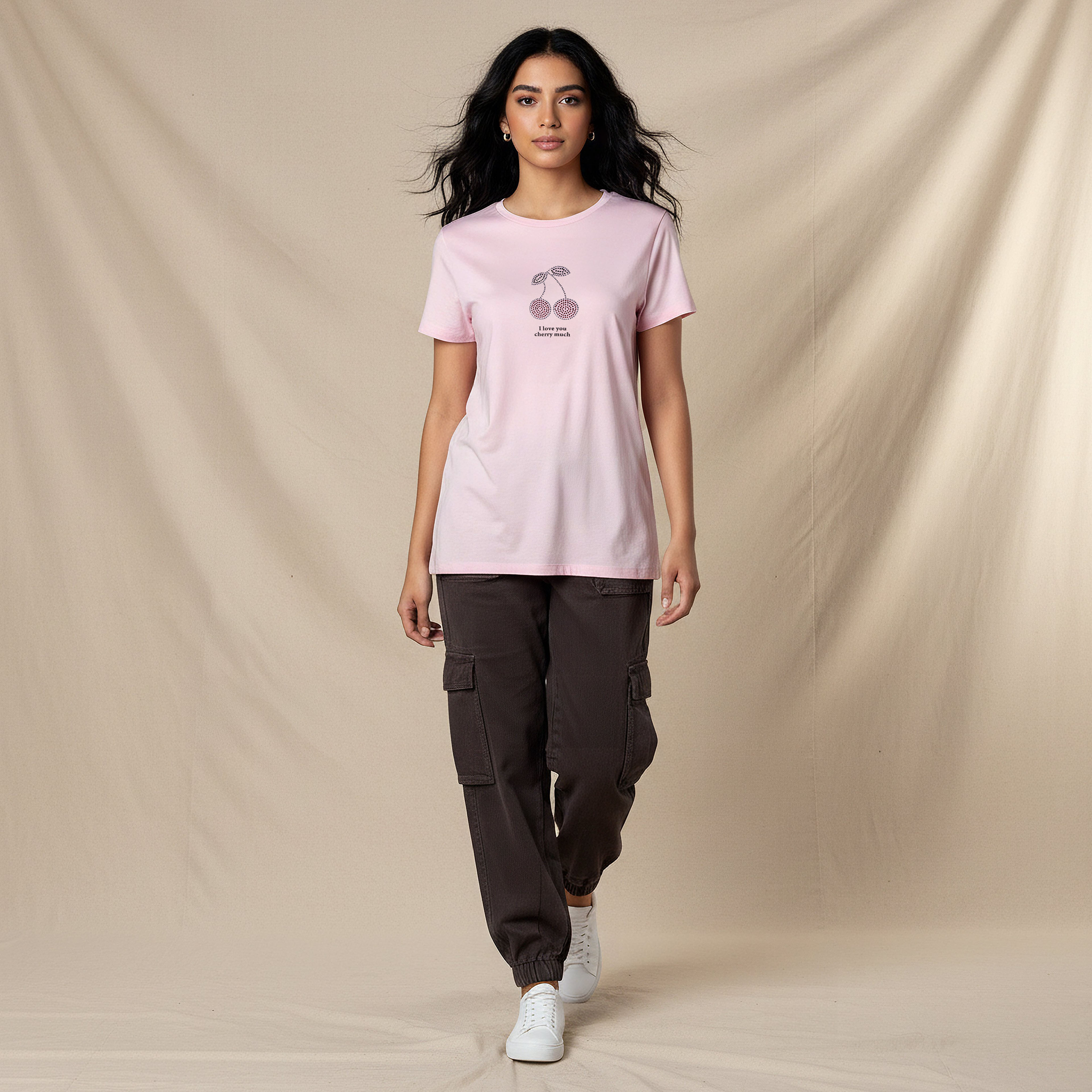 Regular Fit Cotton T-shirt with Embellishments-women-clothing-tshirts-image-6