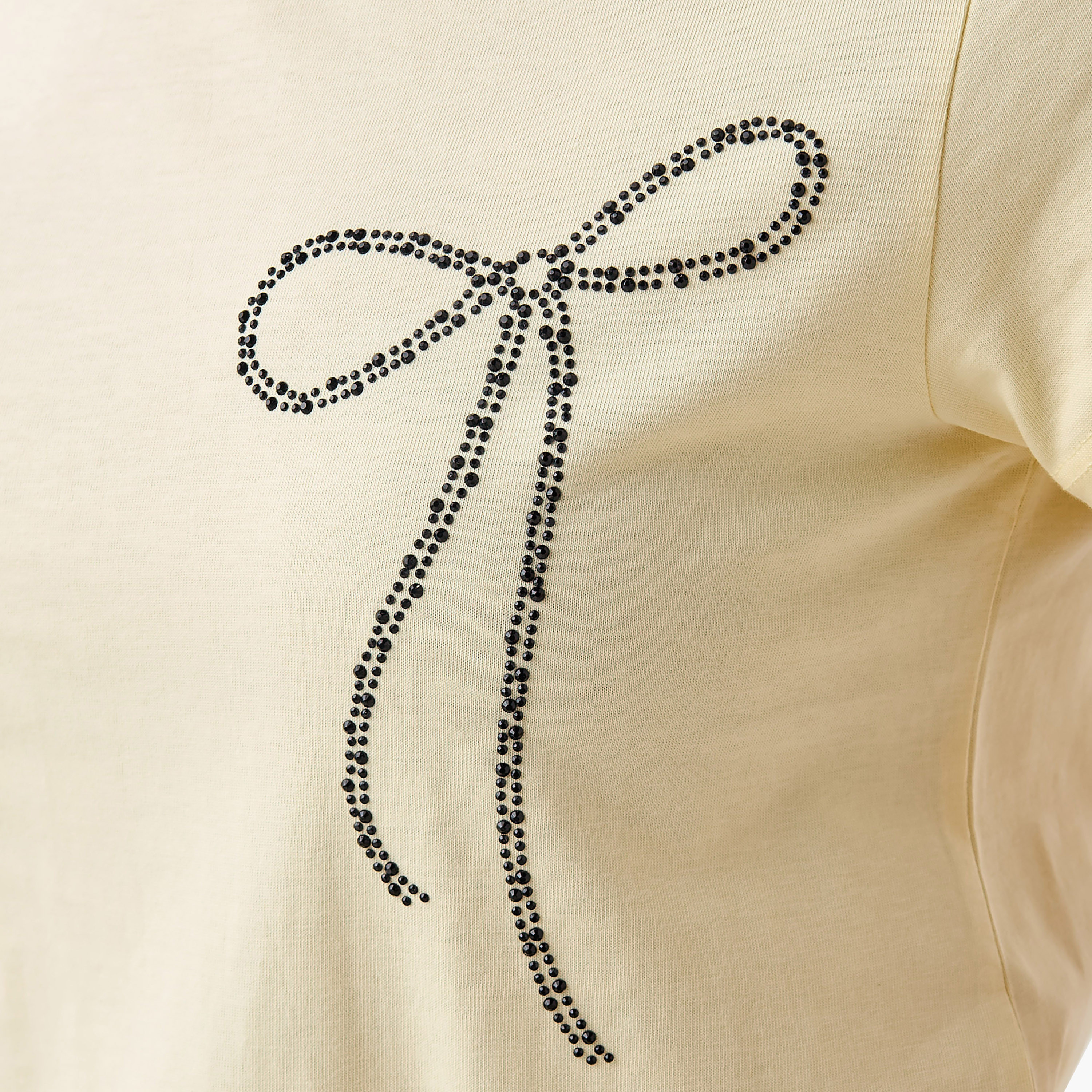 Cotton T-Shirt with Embellished Bow Detail-women-clothing-tshirts-image-8