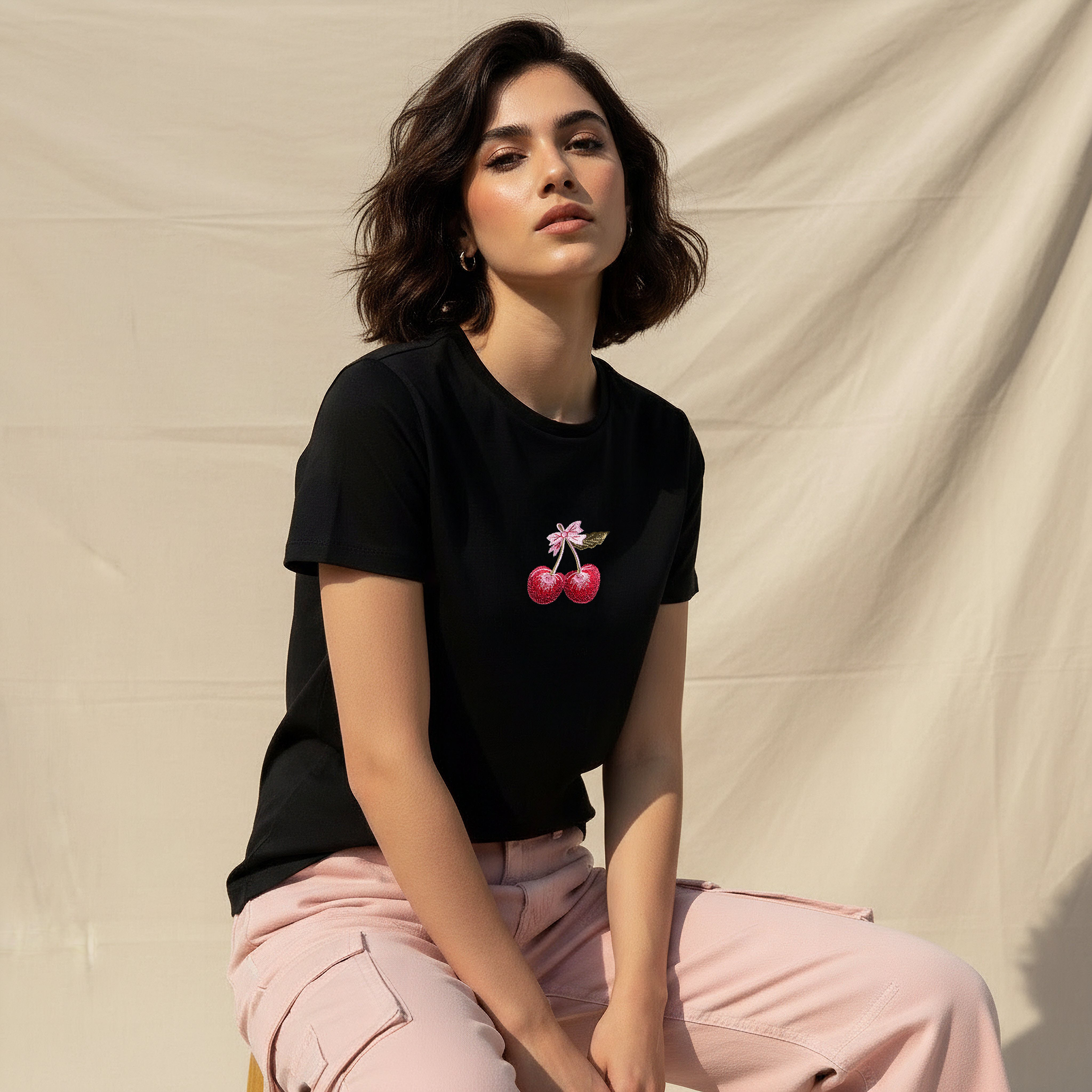 Cotton T-shirt with Embroidery-women-clothing-tshirts-image-3