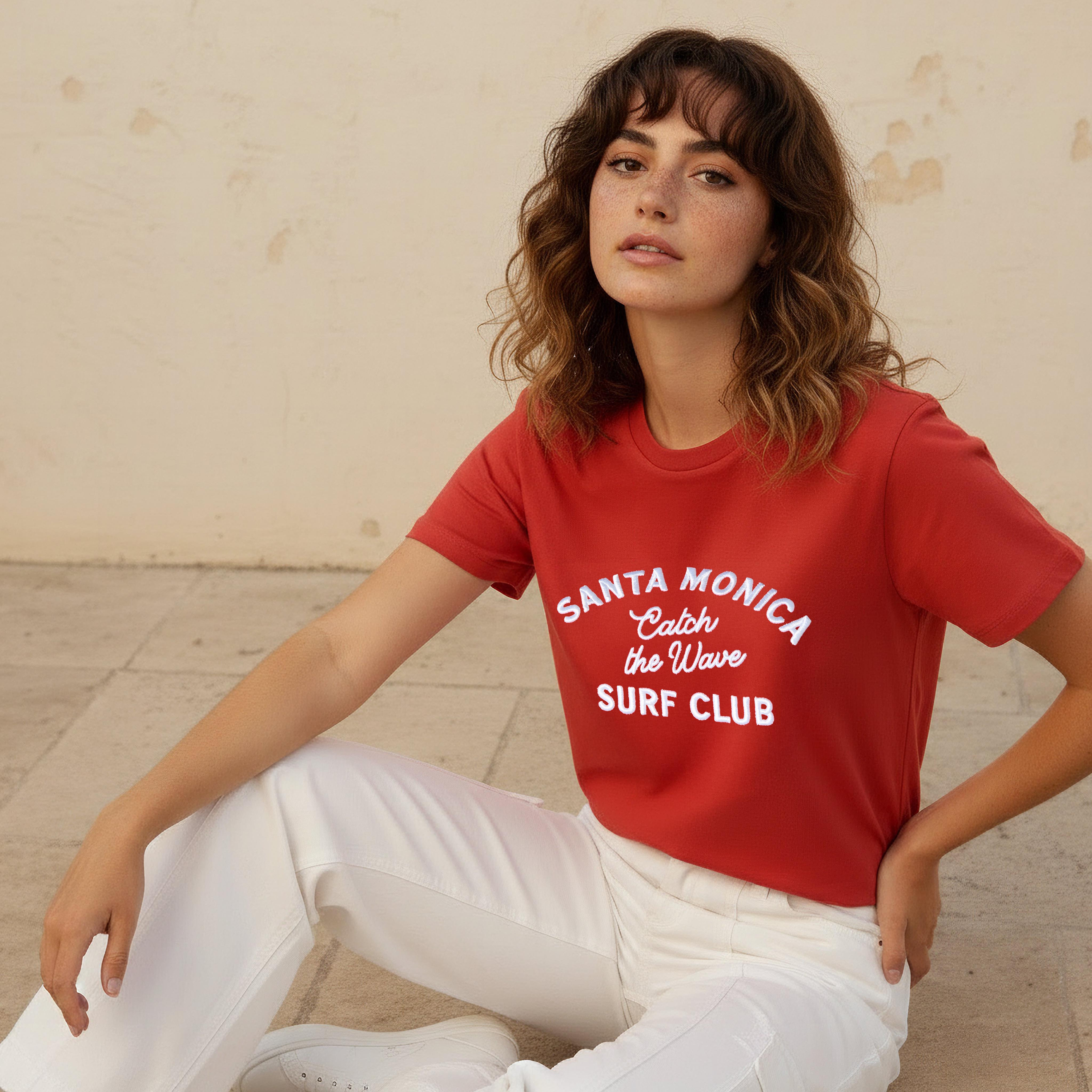 Cotton T-shirt with Text Embroidery-women-clothing-tshirts-image-1