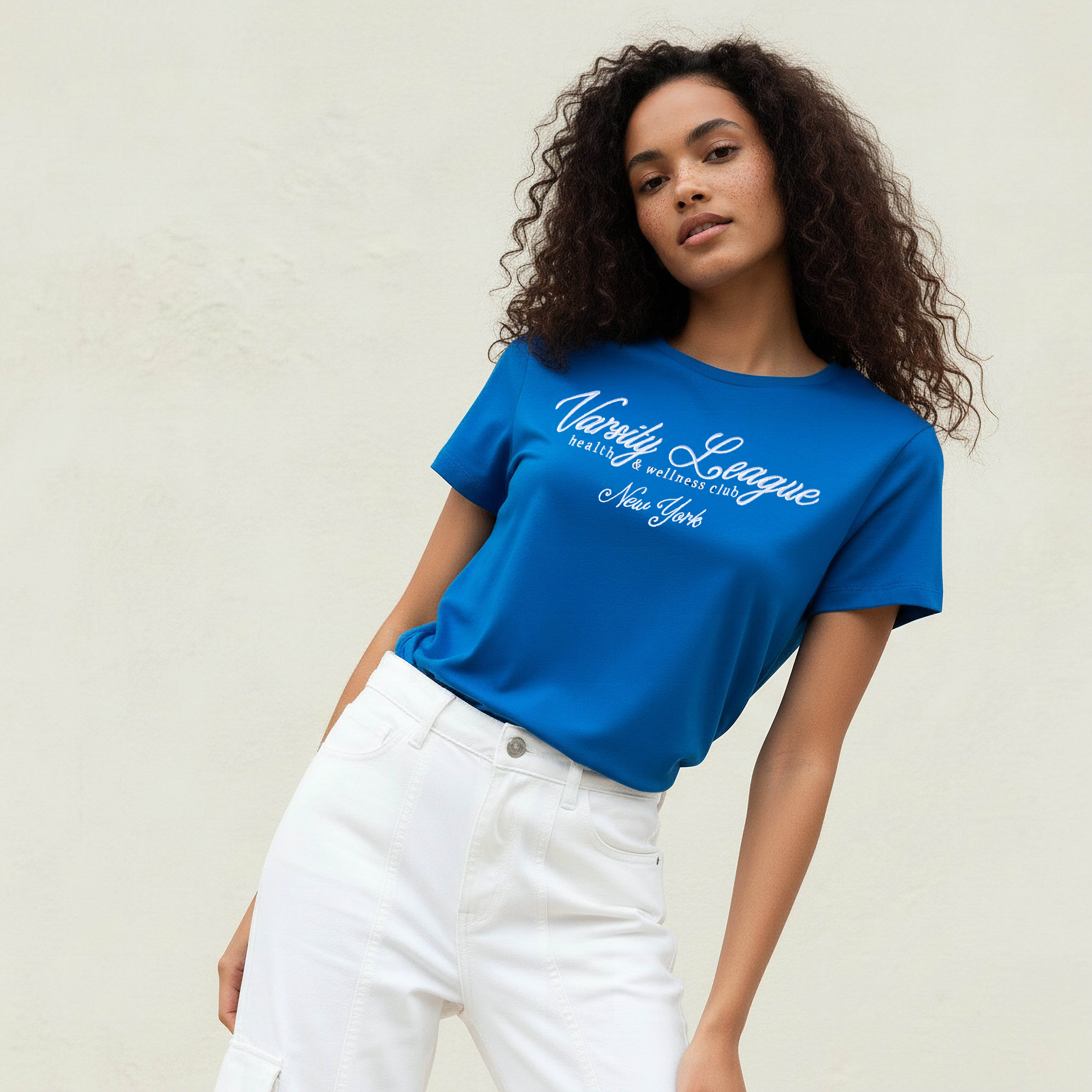 Cotton T-shirt with Text Embroidery-women-clothing-tshirts-image-1
