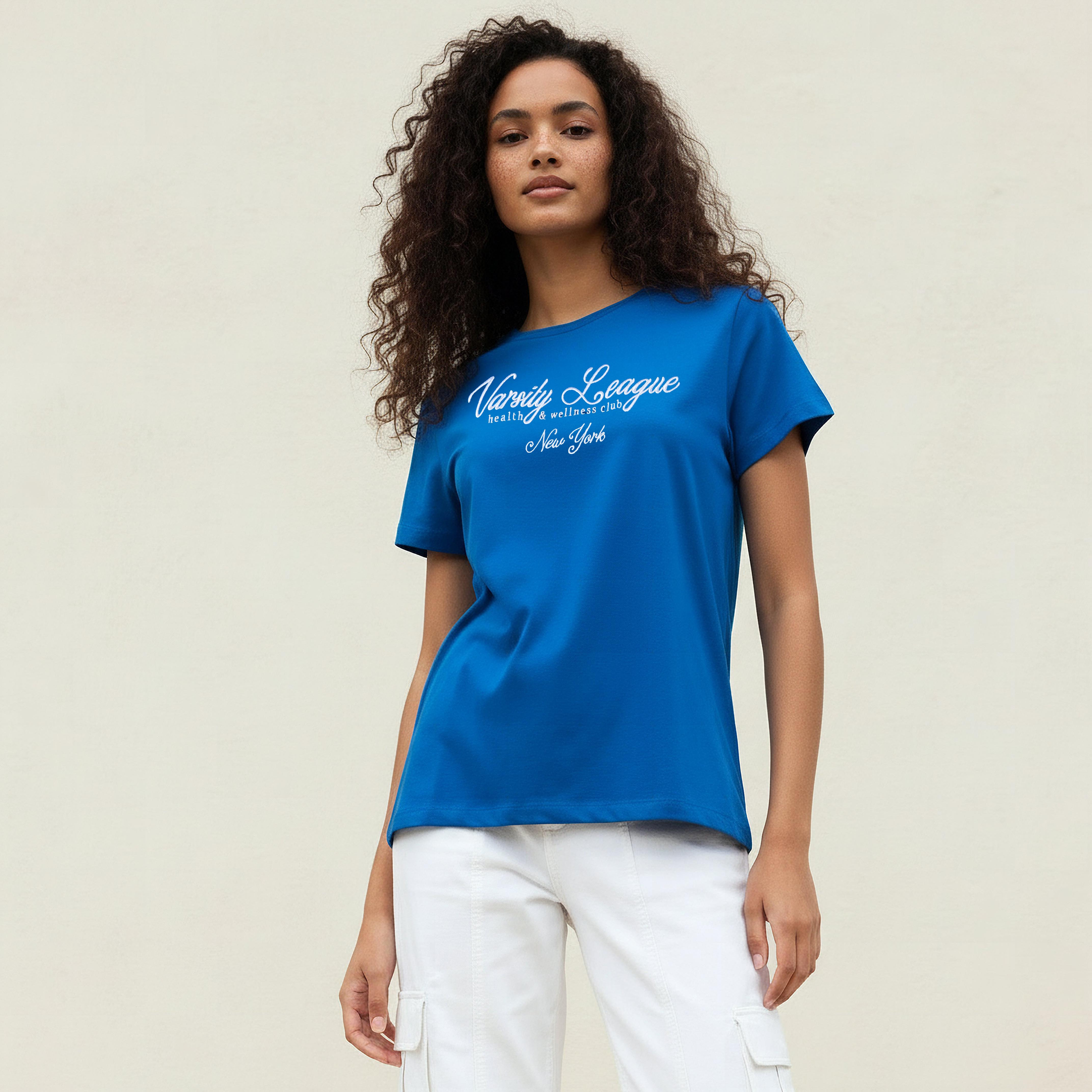 Cotton T-shirt with Text Embroidery-women-clothing-tshirts-image-5