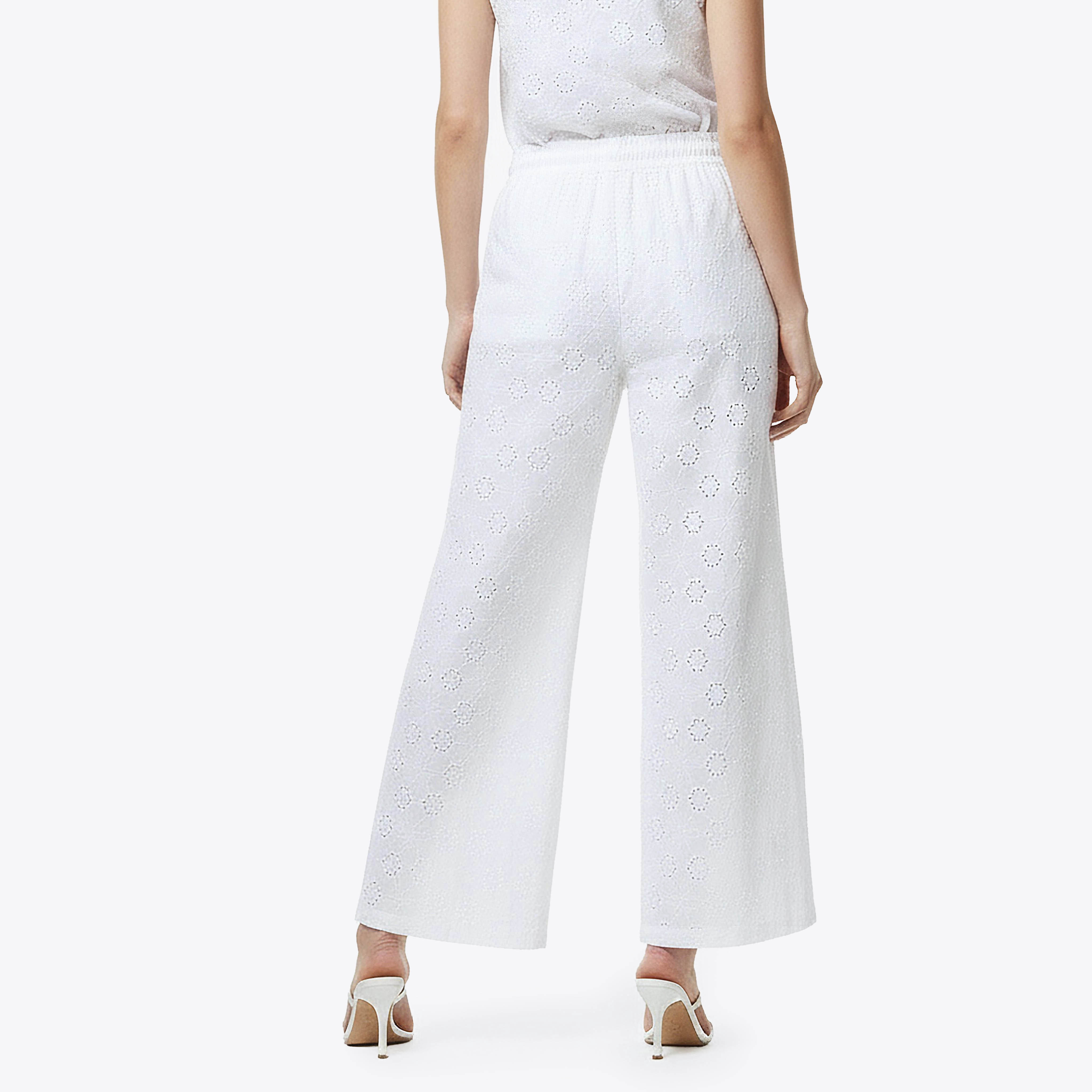 بنطلون قطن ساق واسعة خصر متوسط بتطريز شيفلي-women-clothing-coordsets-image-4