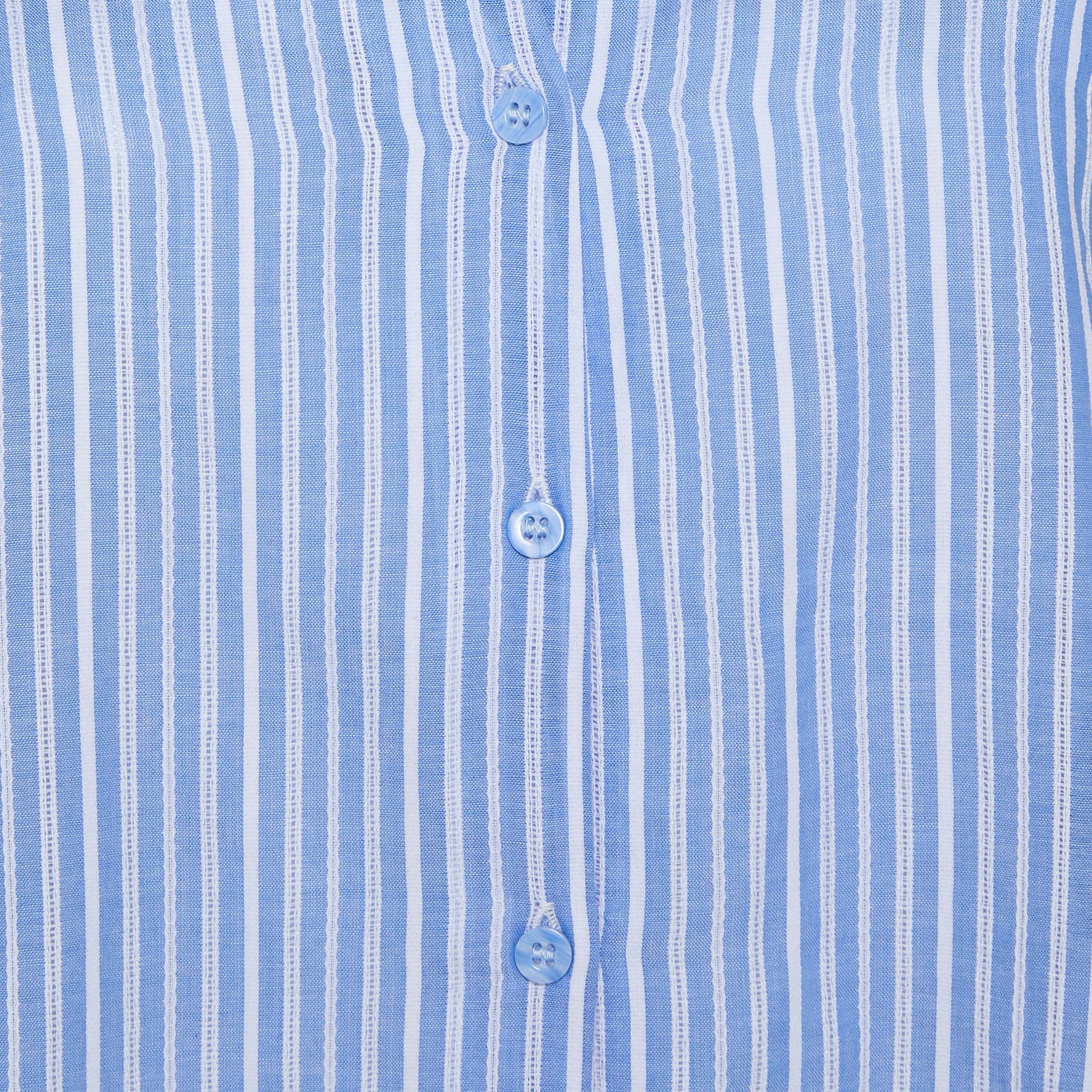 Cotton Striped Shirt with Dropped Sleeves-women-clothing-shirtsandblouses-shirts-image-2