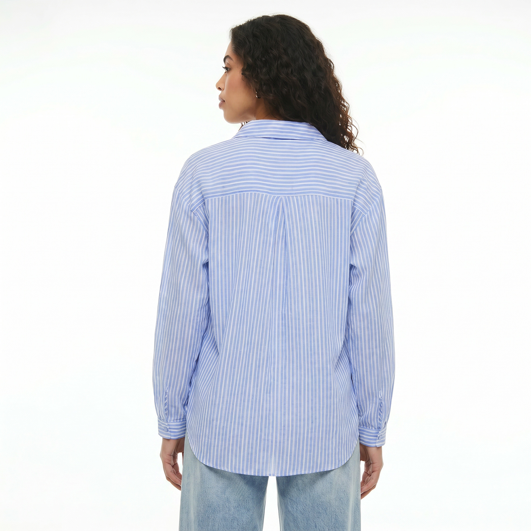 Cotton Striped Shirt with Dropped Sleeves-women-clothing-shirtsandblouses-shirts-image-4