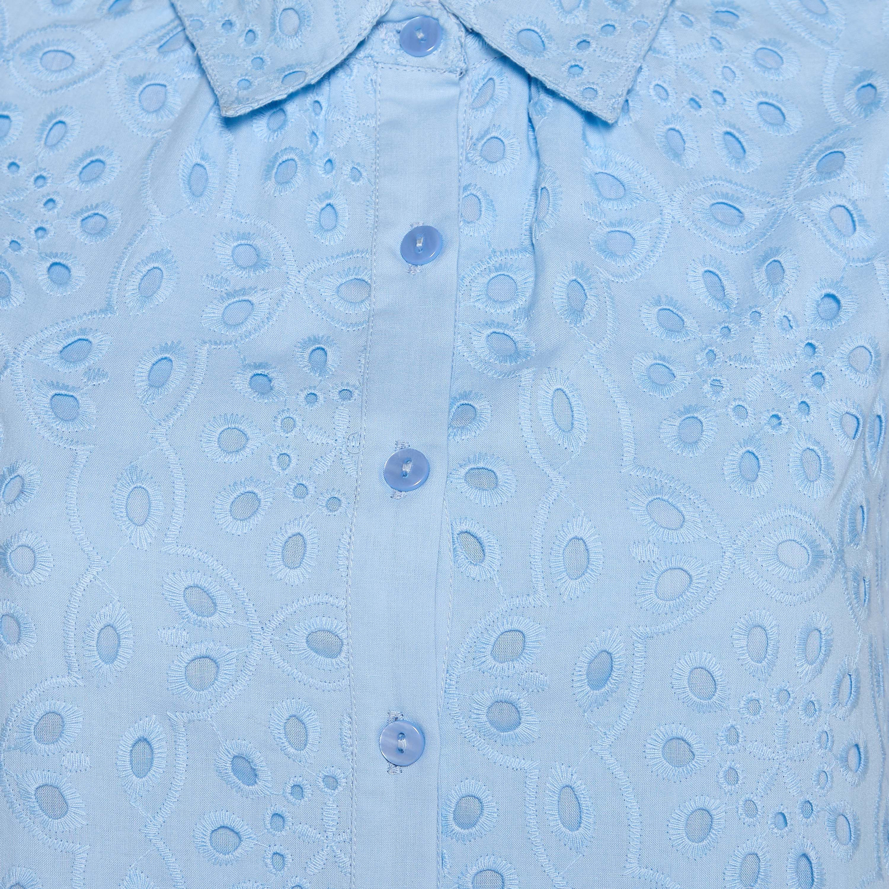 A-line Knee-Length Cotton Dress with Schiffli Embroidery-women-clothing-dresses-image-2