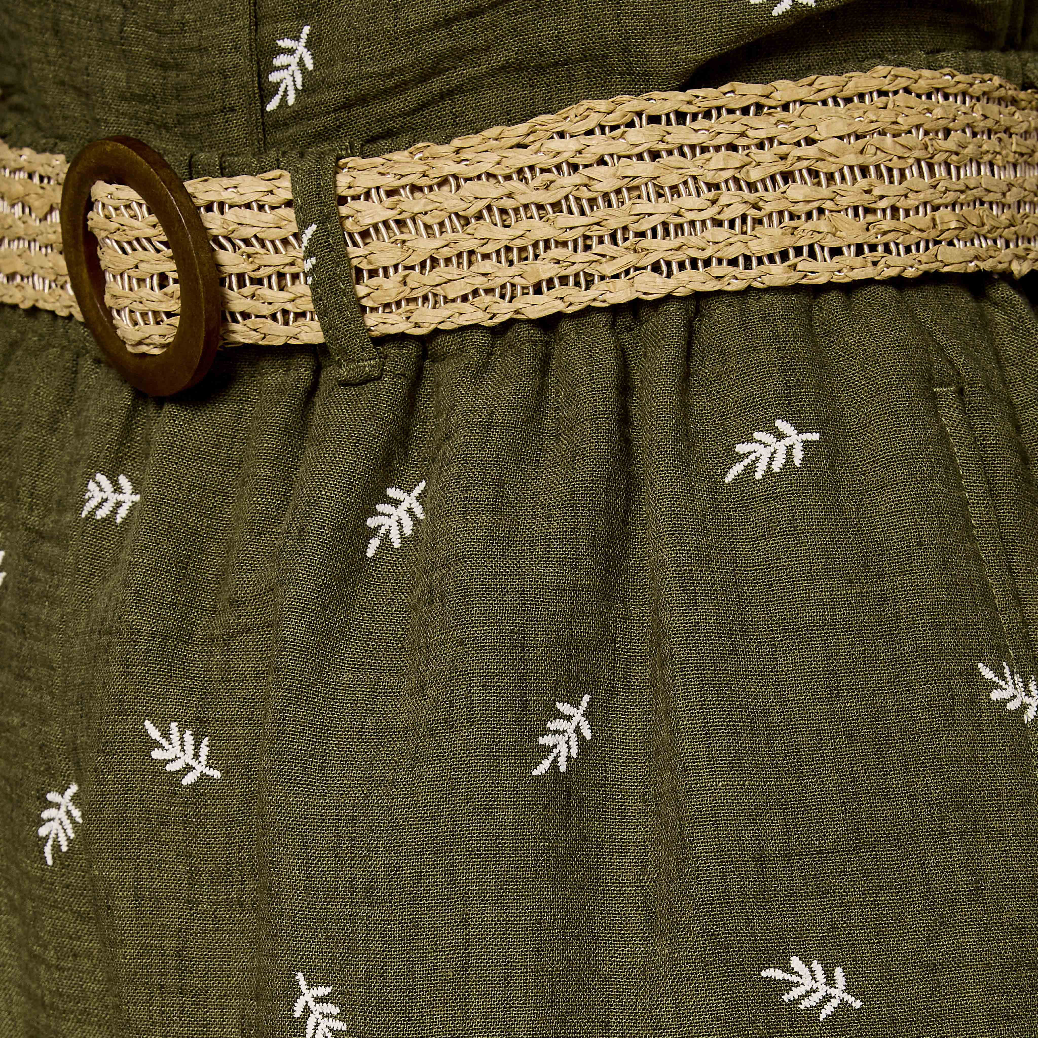 Mid-Rise Leaf Embroidered Belted Wide Leg Trousers-women-clothing-coordsets-image-2