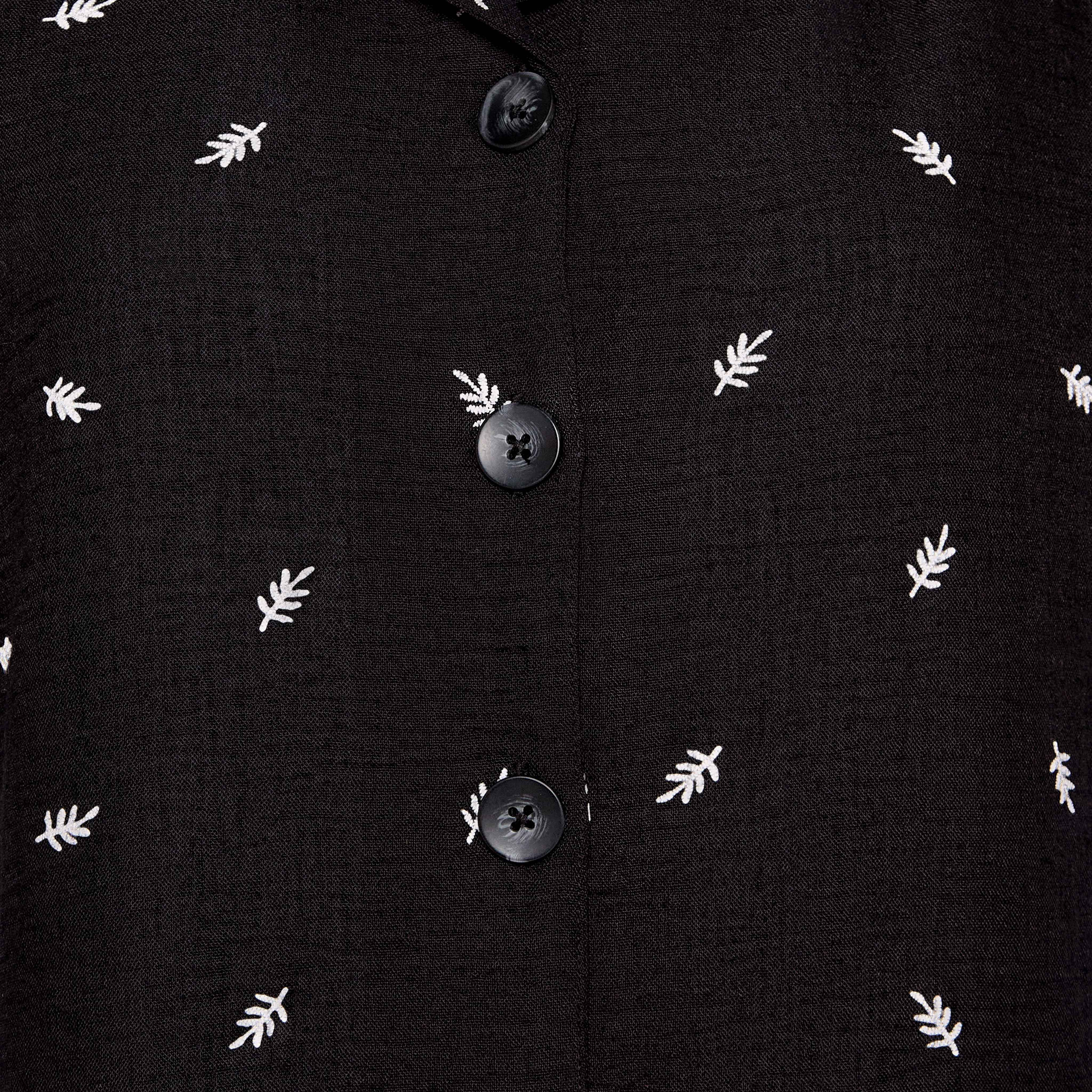 Leaf Embroidered Shirt with Short Sleeves-women-clothing-shirtsandblouses-shirts-image-2