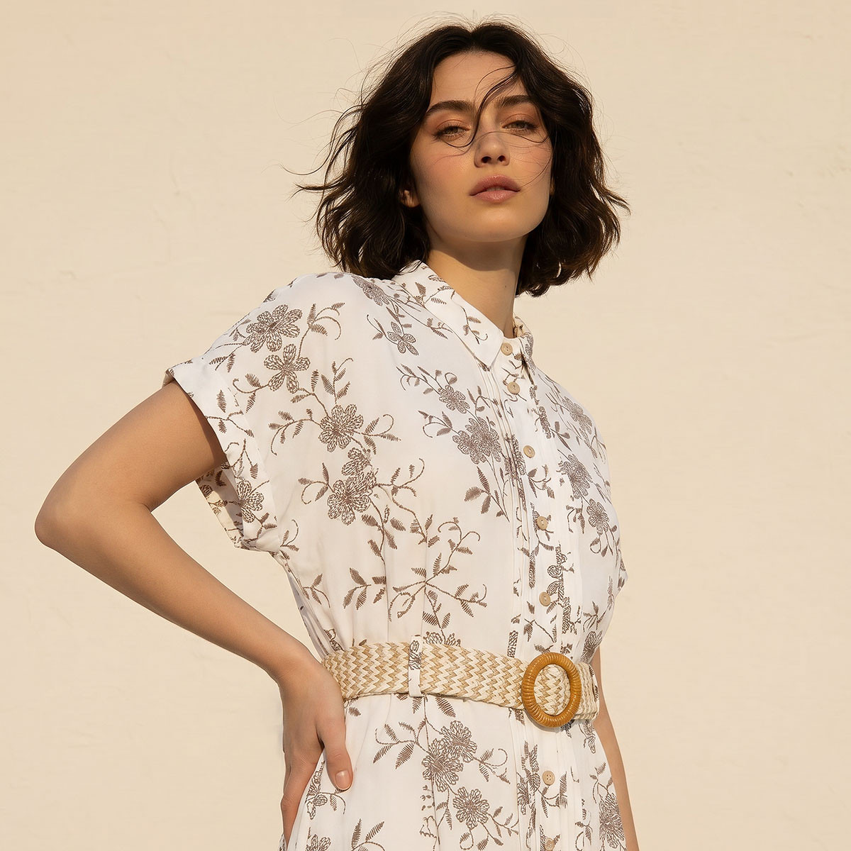 Embroidered Women Shirt Dress with Belt-women-clothing-dresses-image-4