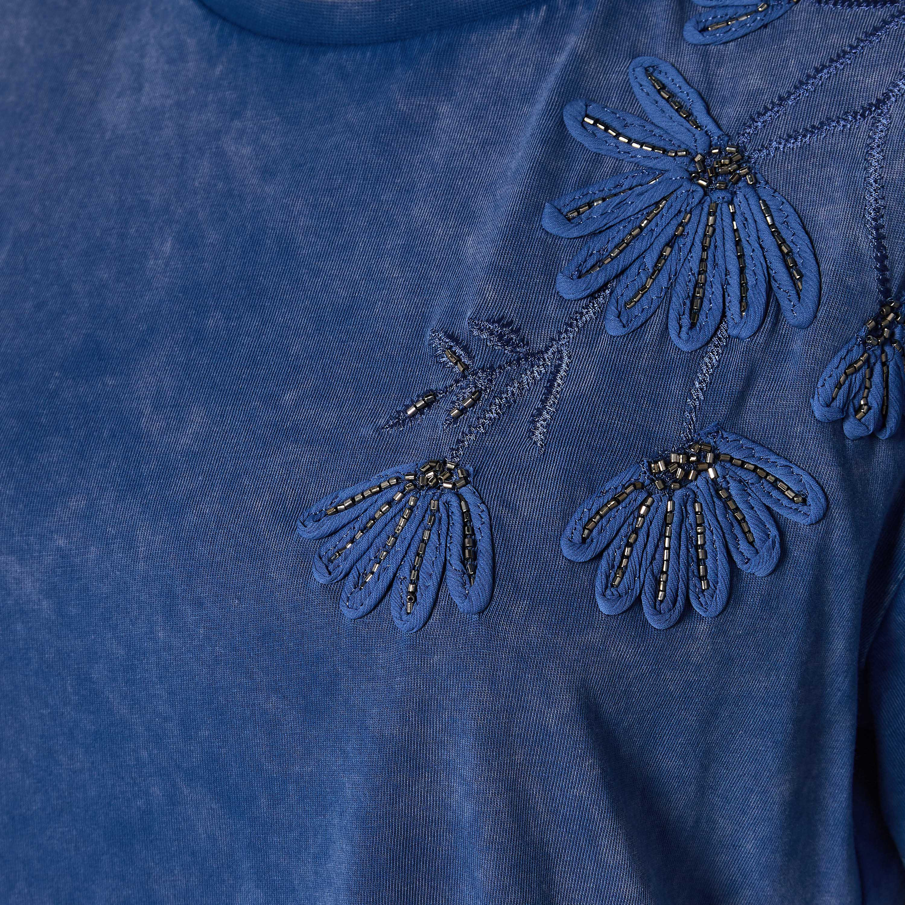 Cotton T-shirt with Floral Applique-women-clothing-tshirts-image-3