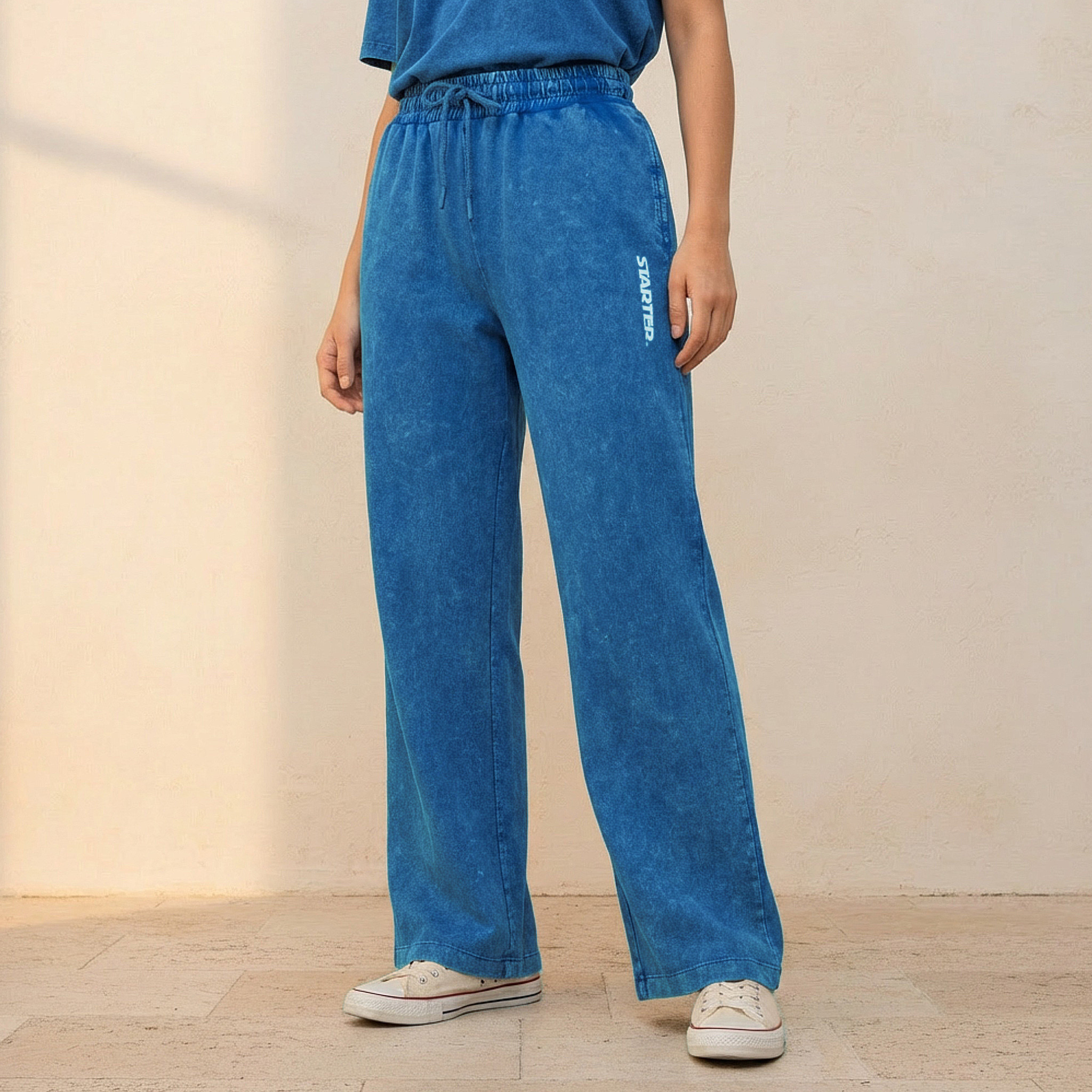 Starter Wide Leg Cotton Joggers with Pockets-women-clothing-bottoms-joggers-image-1