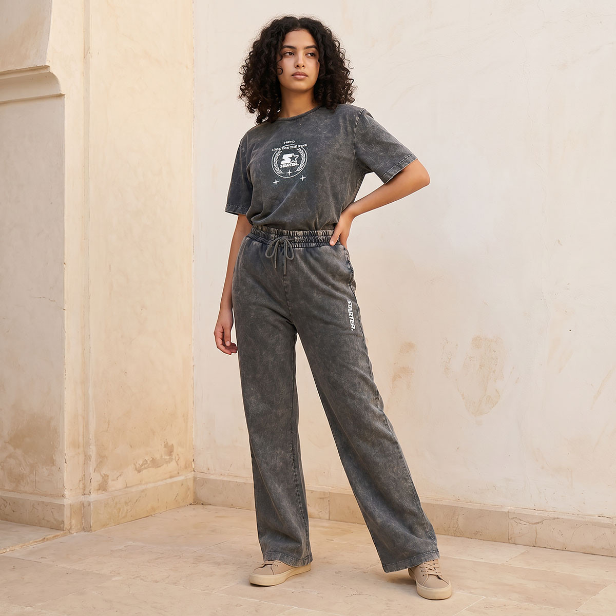 Starter Wide Leg Cotton Joggers with Pockets-women-clothing-bottoms-joggers-image-3