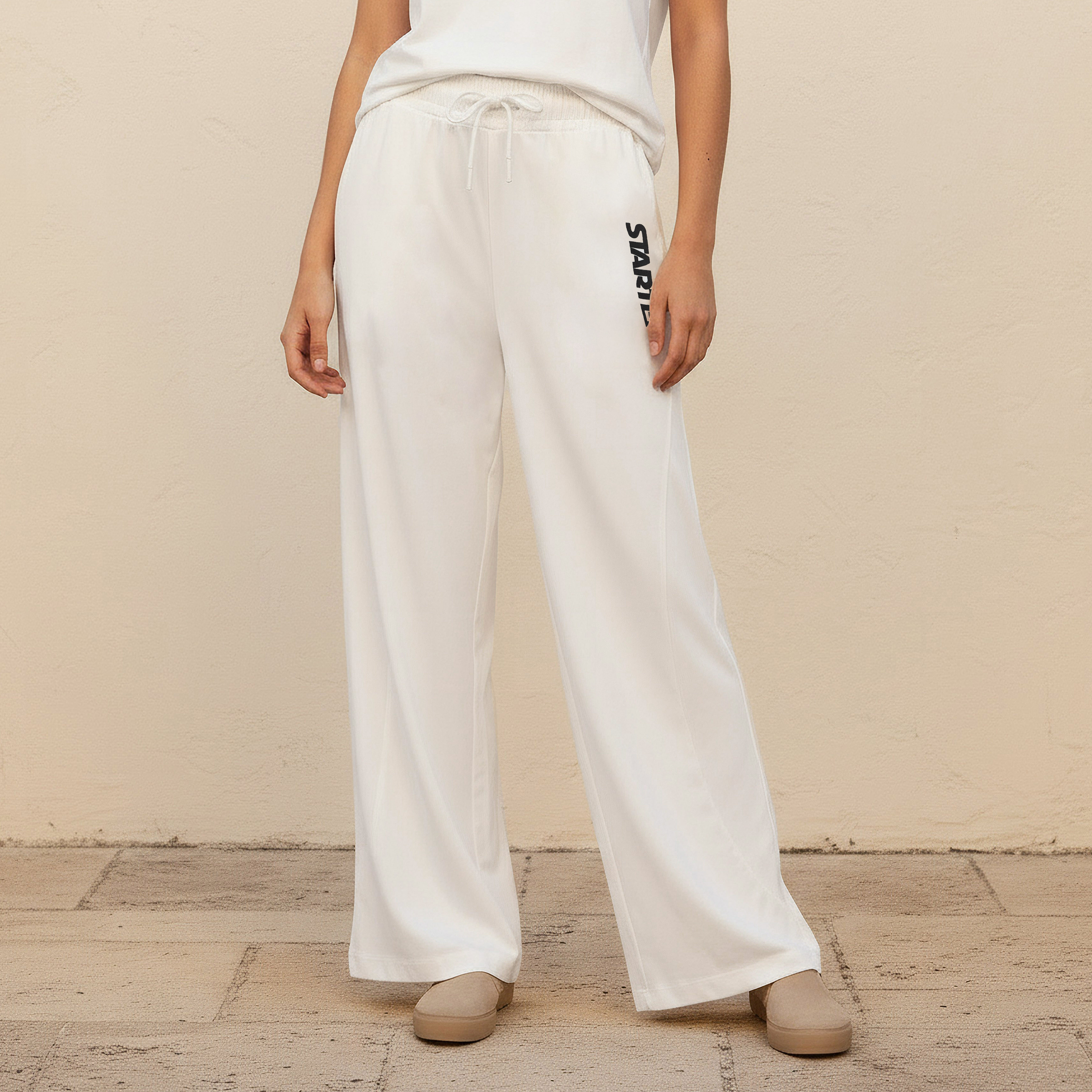 Wide Leg Mid-Rise Joggers with Text Print-women-clothing-bottoms-joggers-image-1