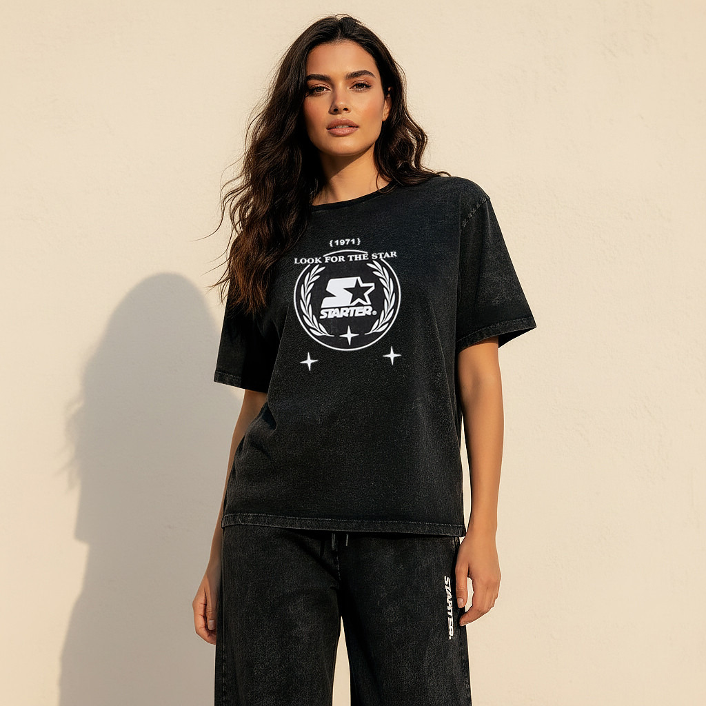 Starter Cotton T-shirt with Logo Print-women-clothing-coordsets-image-1