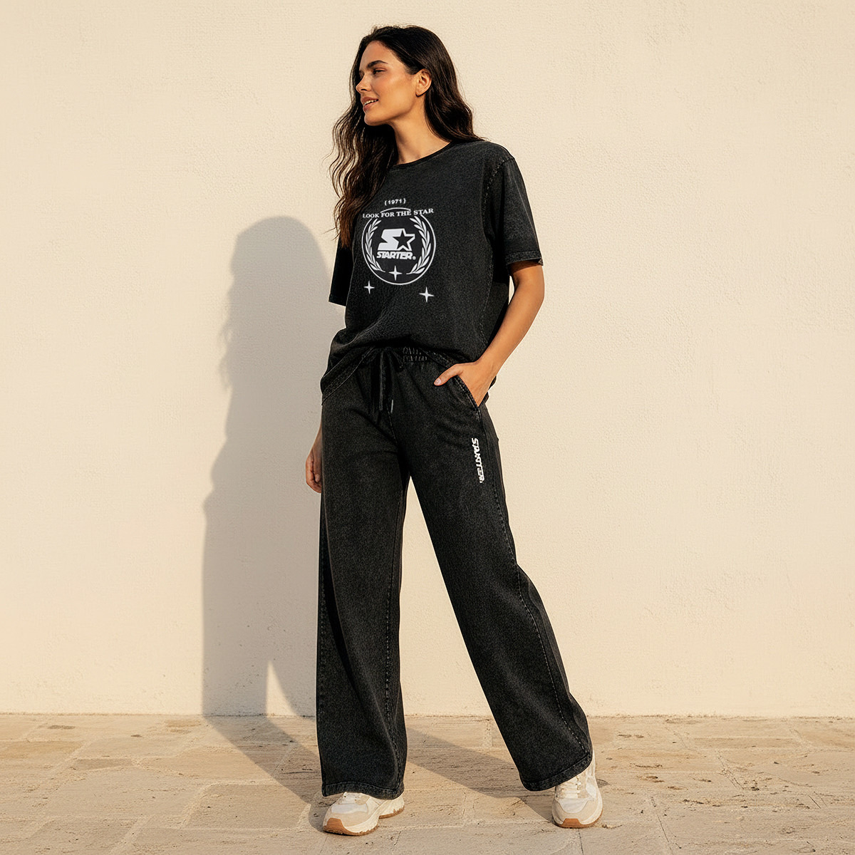 Starter Cotton T-shirt with Logo Print-women-clothing-coordsets-image-3