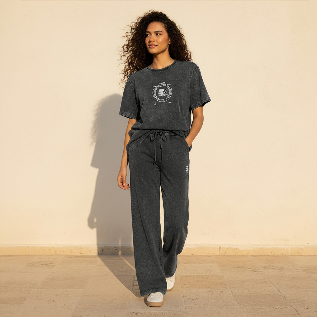 Starter Cotton T-shirt with Logo Print-women-clothing-coordsets-image-3