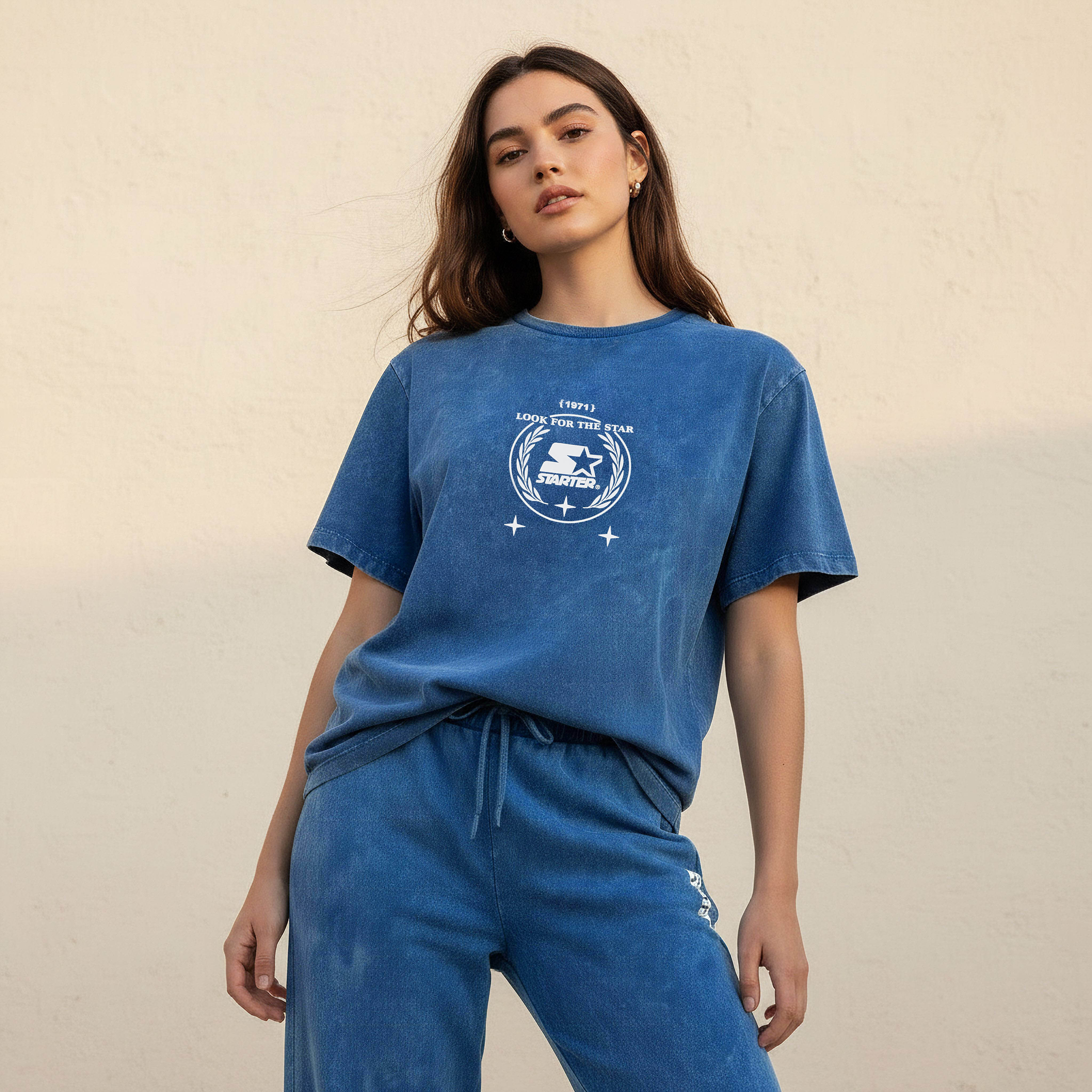 Starter Cotton T-shirt with Logo Print-women-clothing-coordsets-image-1
