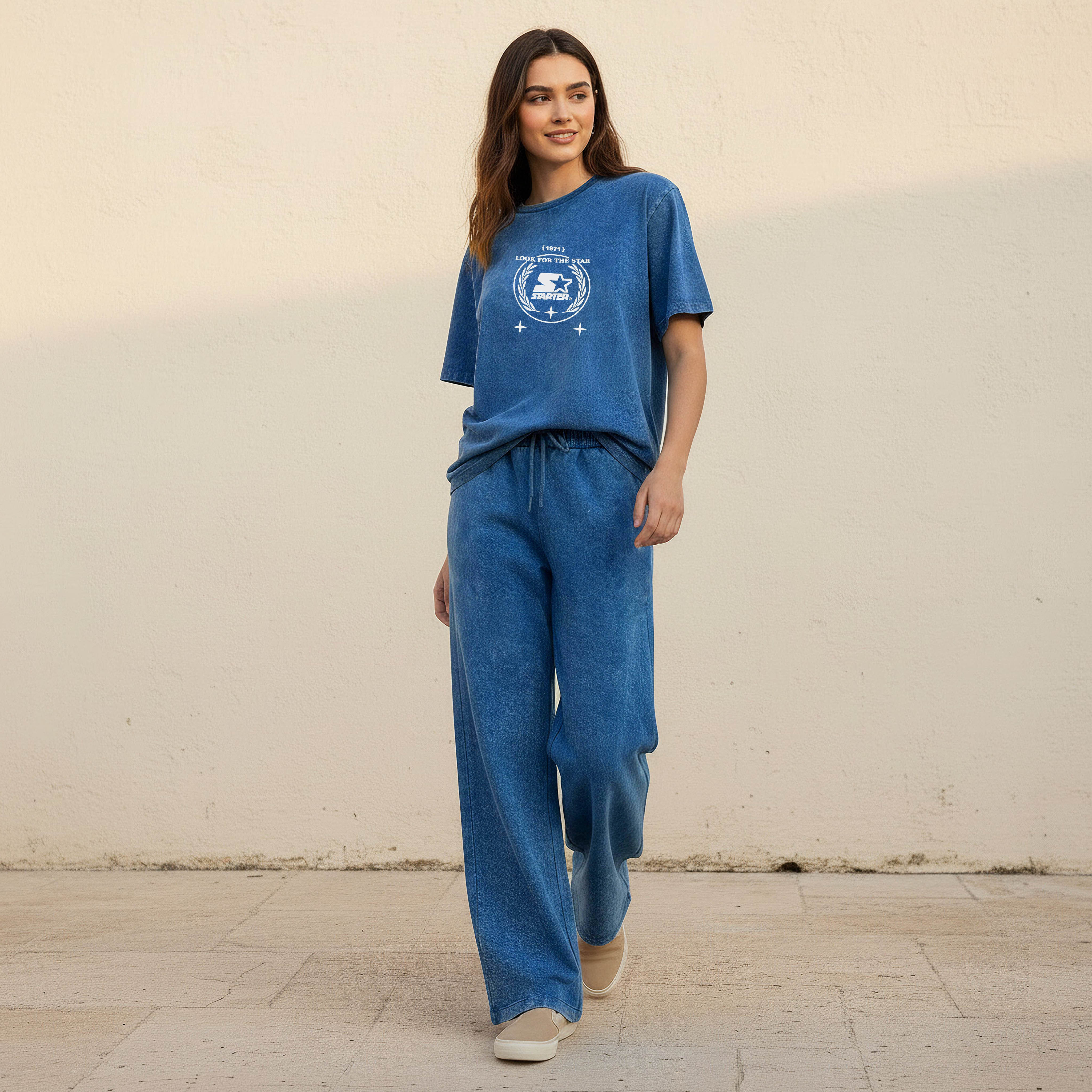 Starter Cotton T-shirt with Logo Print-women-clothing-coordsets-image-3