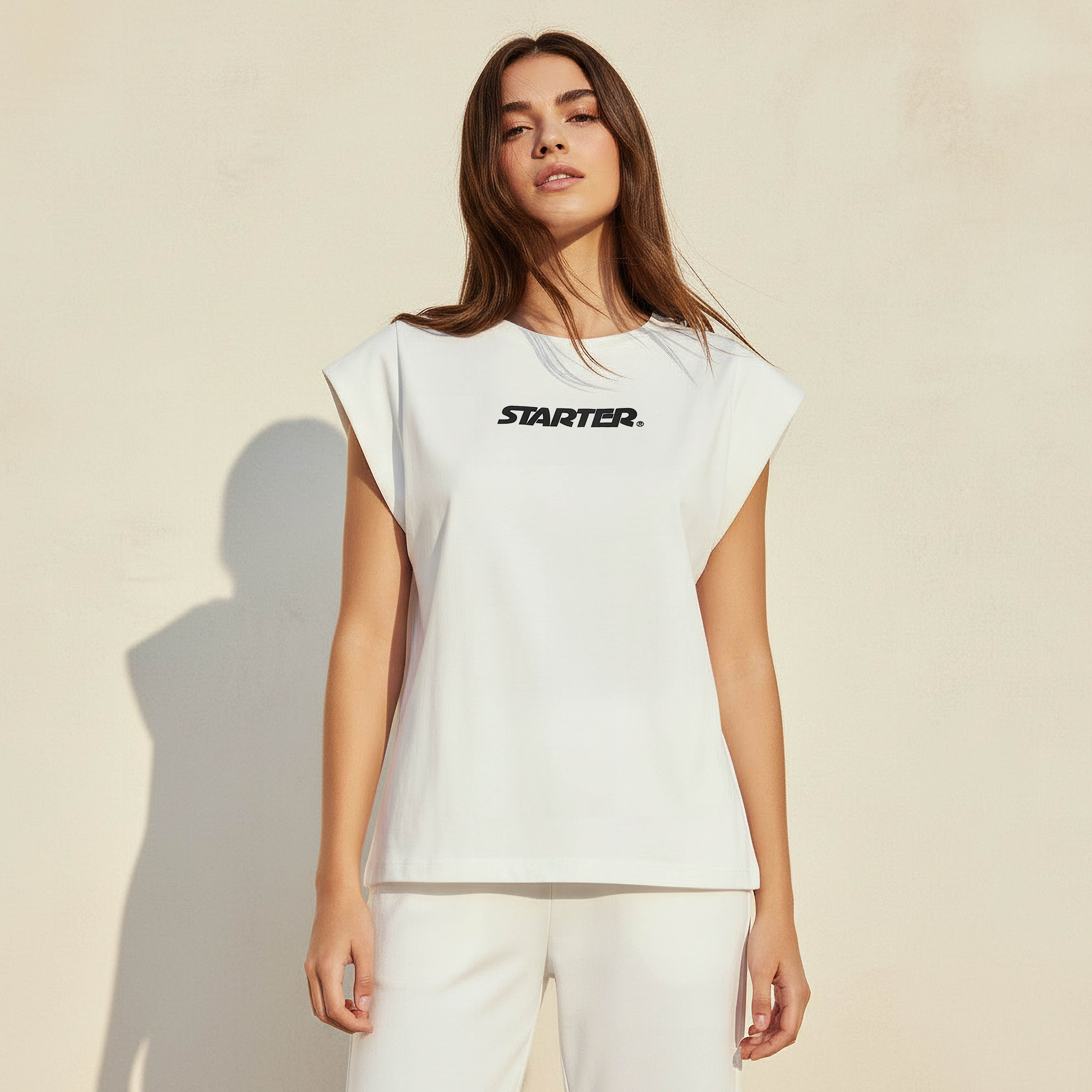 Starter Cotton T-shirt with Logo Print-women-clothing-coordsets-image-1