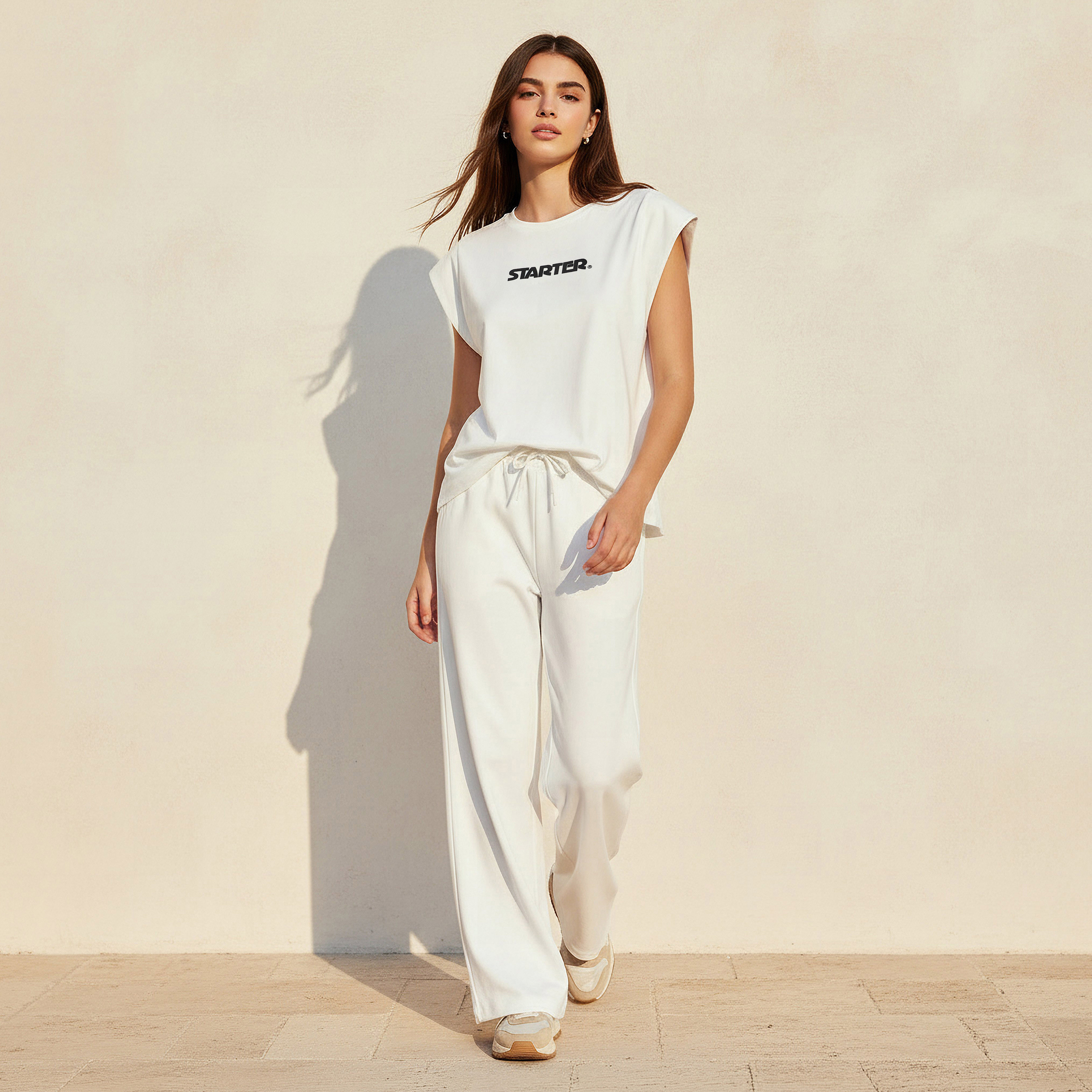 Starter Cotton T-shirt with Logo Print-women-clothing-coordsets-image-3