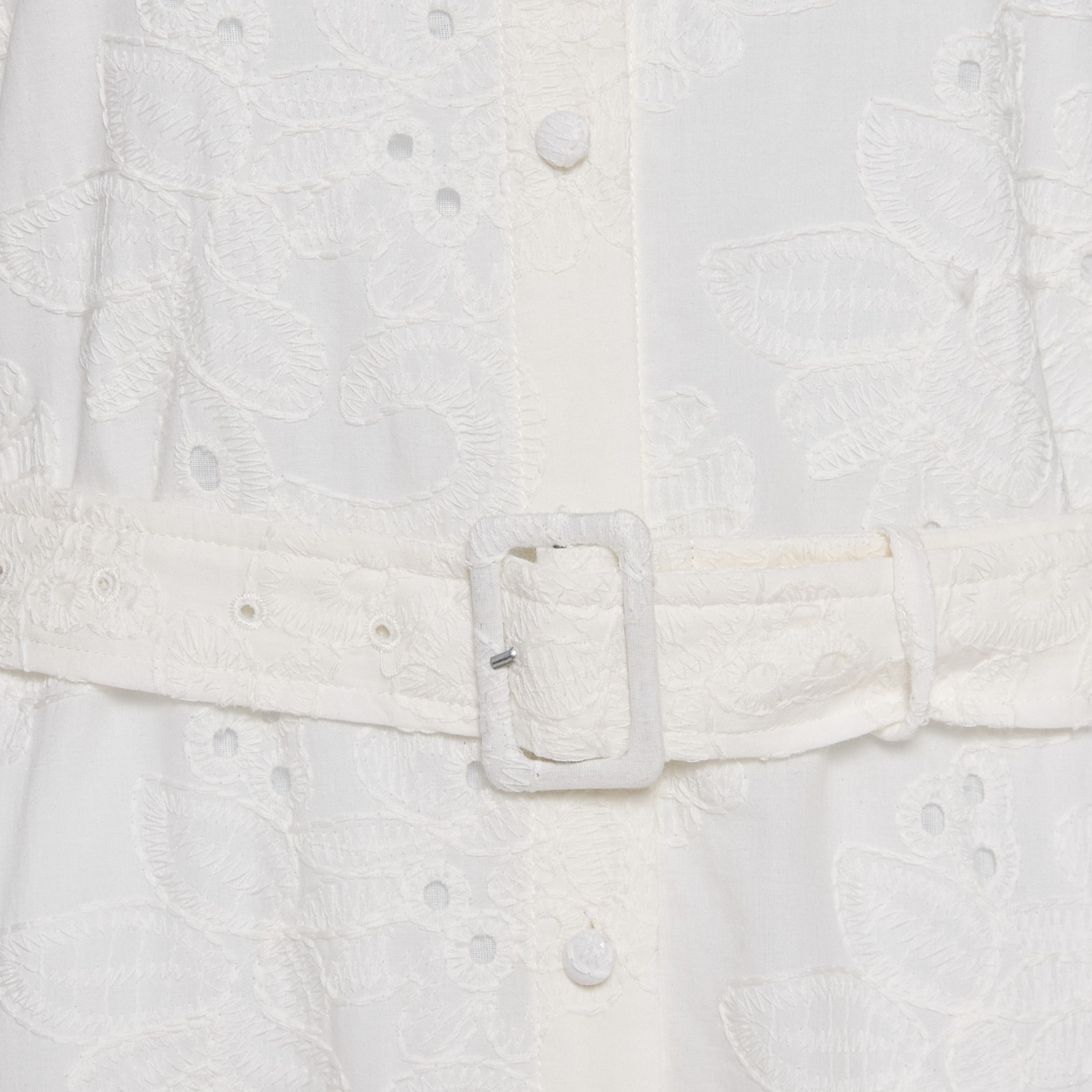 Tiered Midi Cotton Schiffli Embroidered Dress with Belt-women-clothing-dresses-image-2