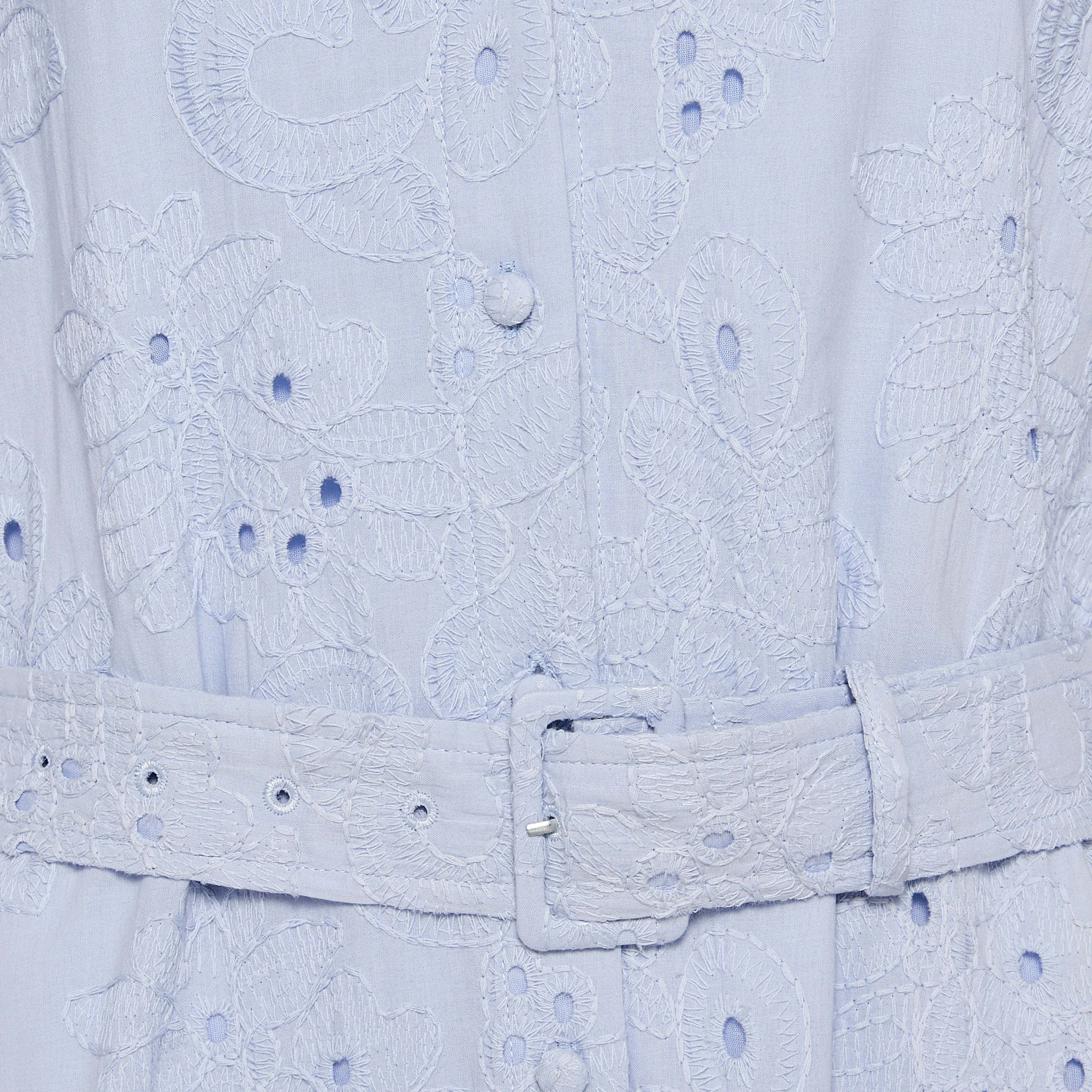 Tiered Midi Cotton Schiffli Embroidered Dress with Belt-women-clothing-dresses-image-2