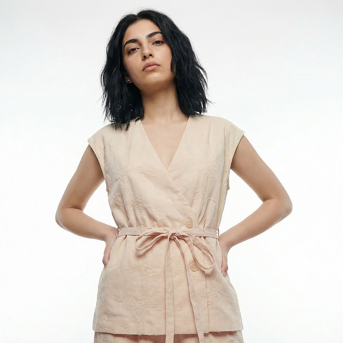 Wrap Top with Embroidery Design-women-clothing-coordsets-image-6