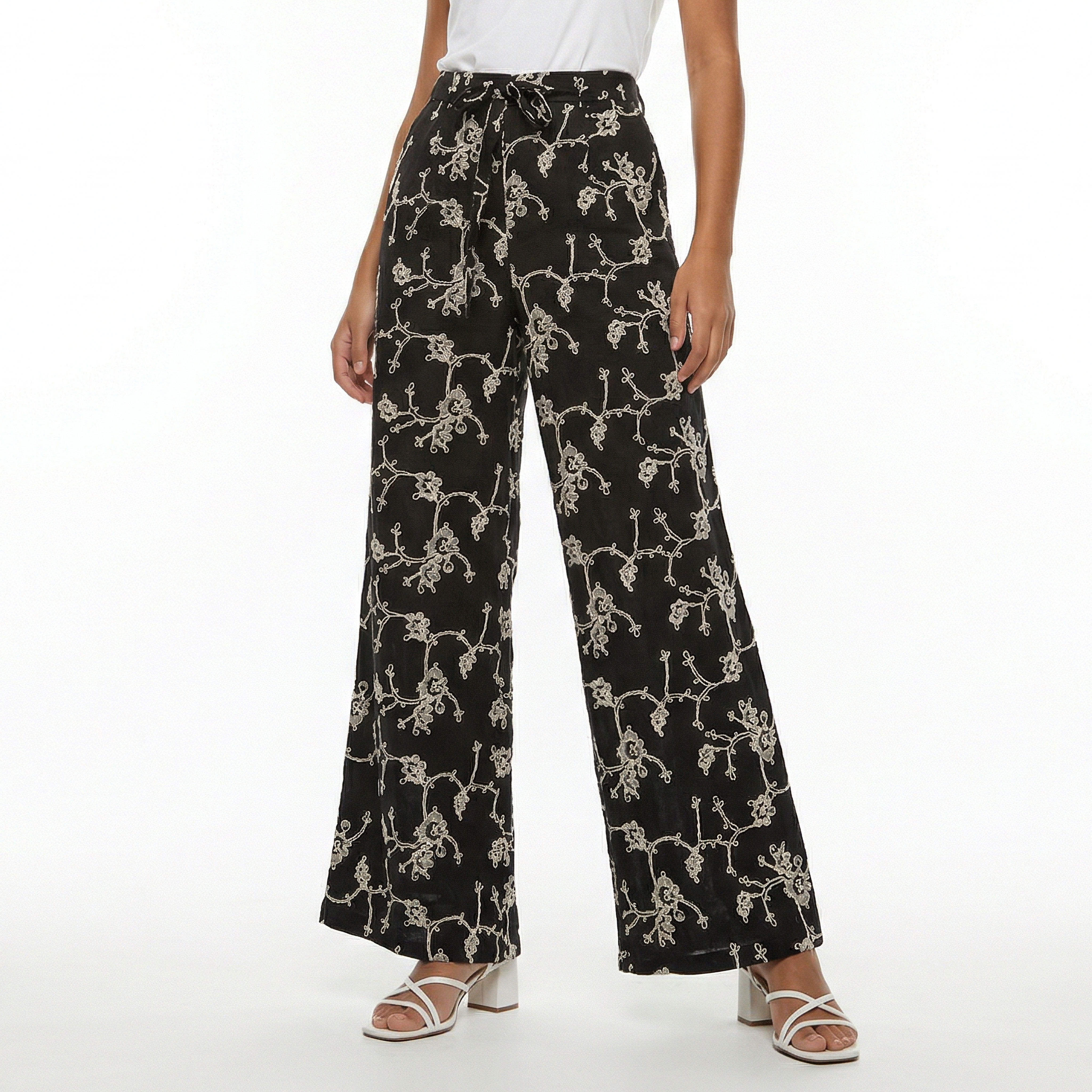 Mid-Rise Embroidered Wide Leg Pants-women-clothing-coordsets-image-6