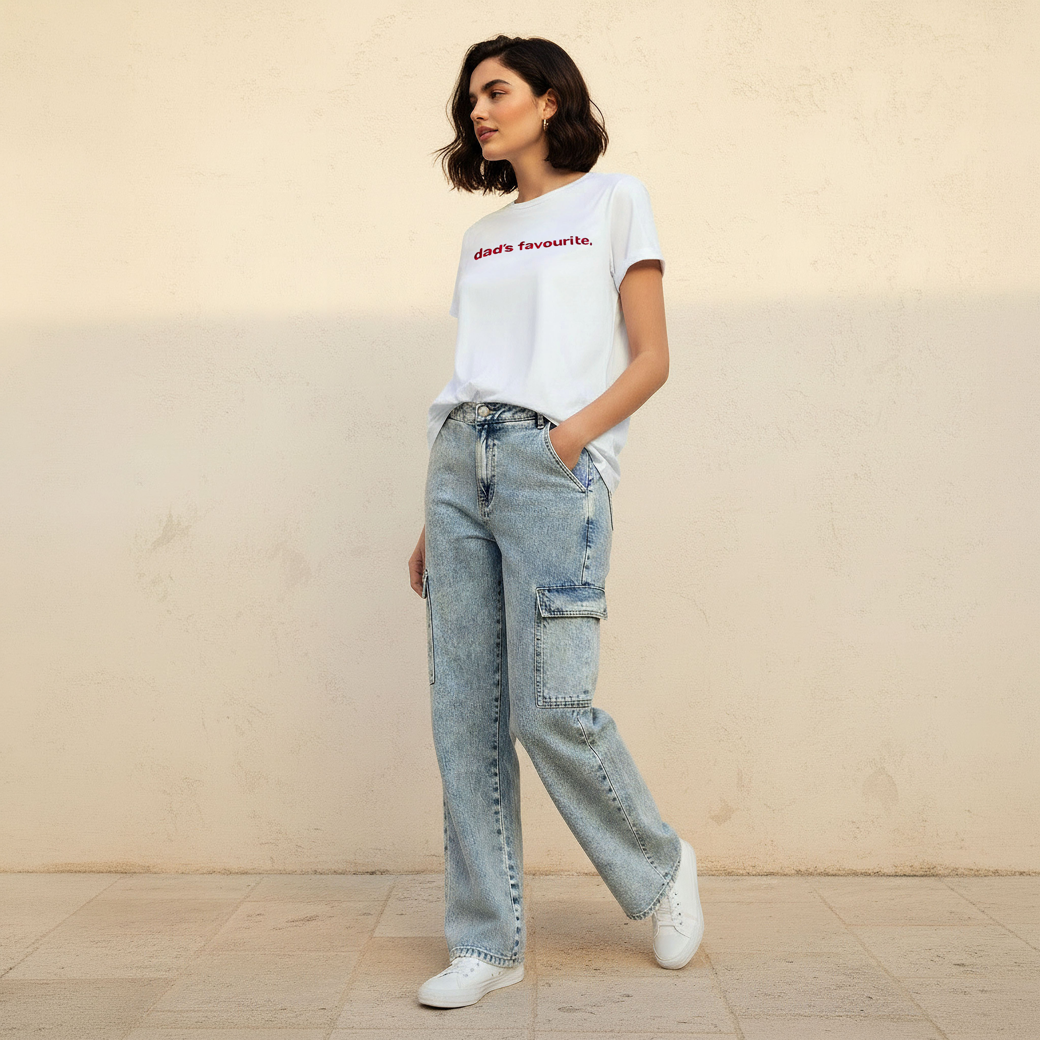Cotton T-shirt with Slogan Embroidery-women-clothing-tshirts-image-3
