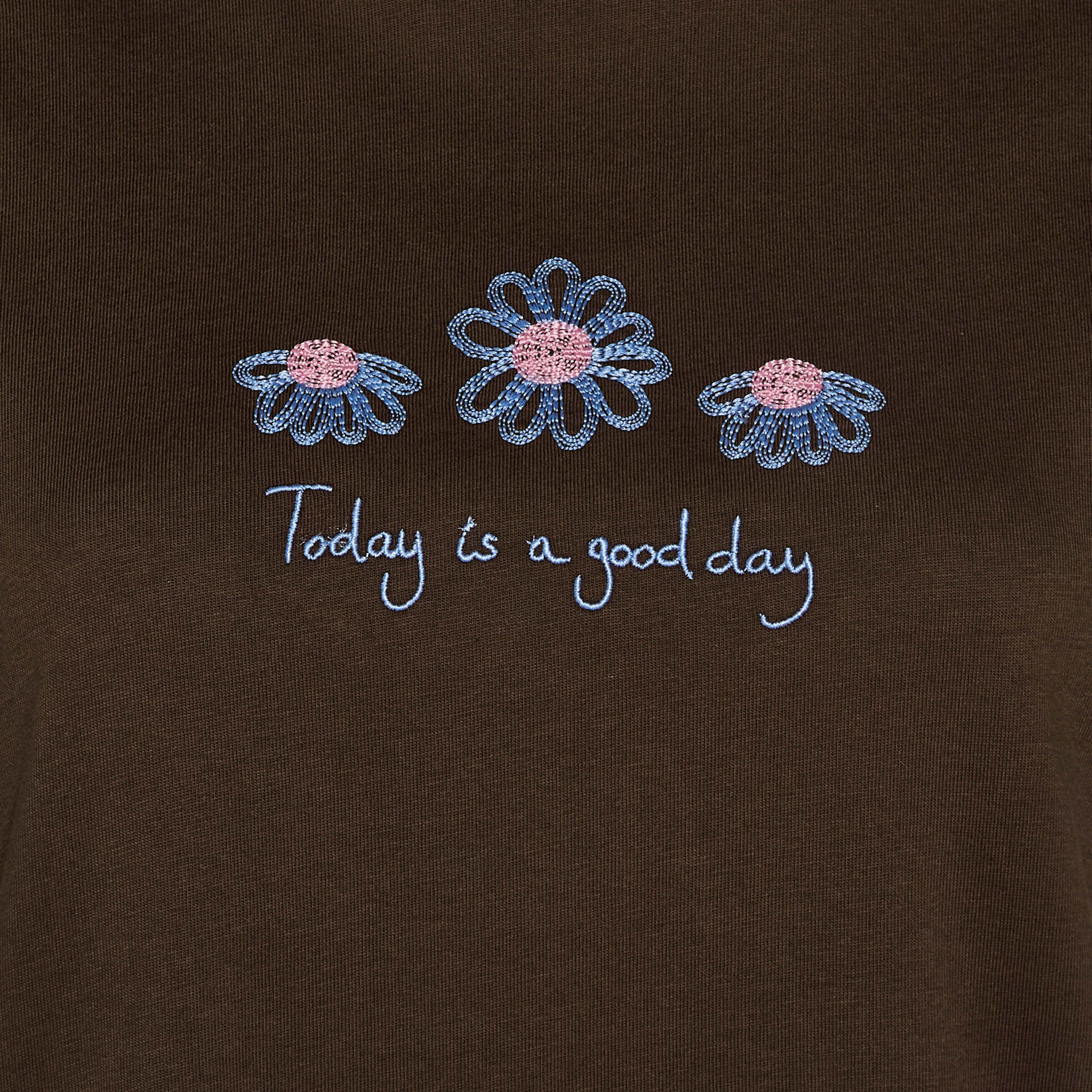 Cotton T-shirt with Slogan Embroidery-women-clothing-tshirts-image-2