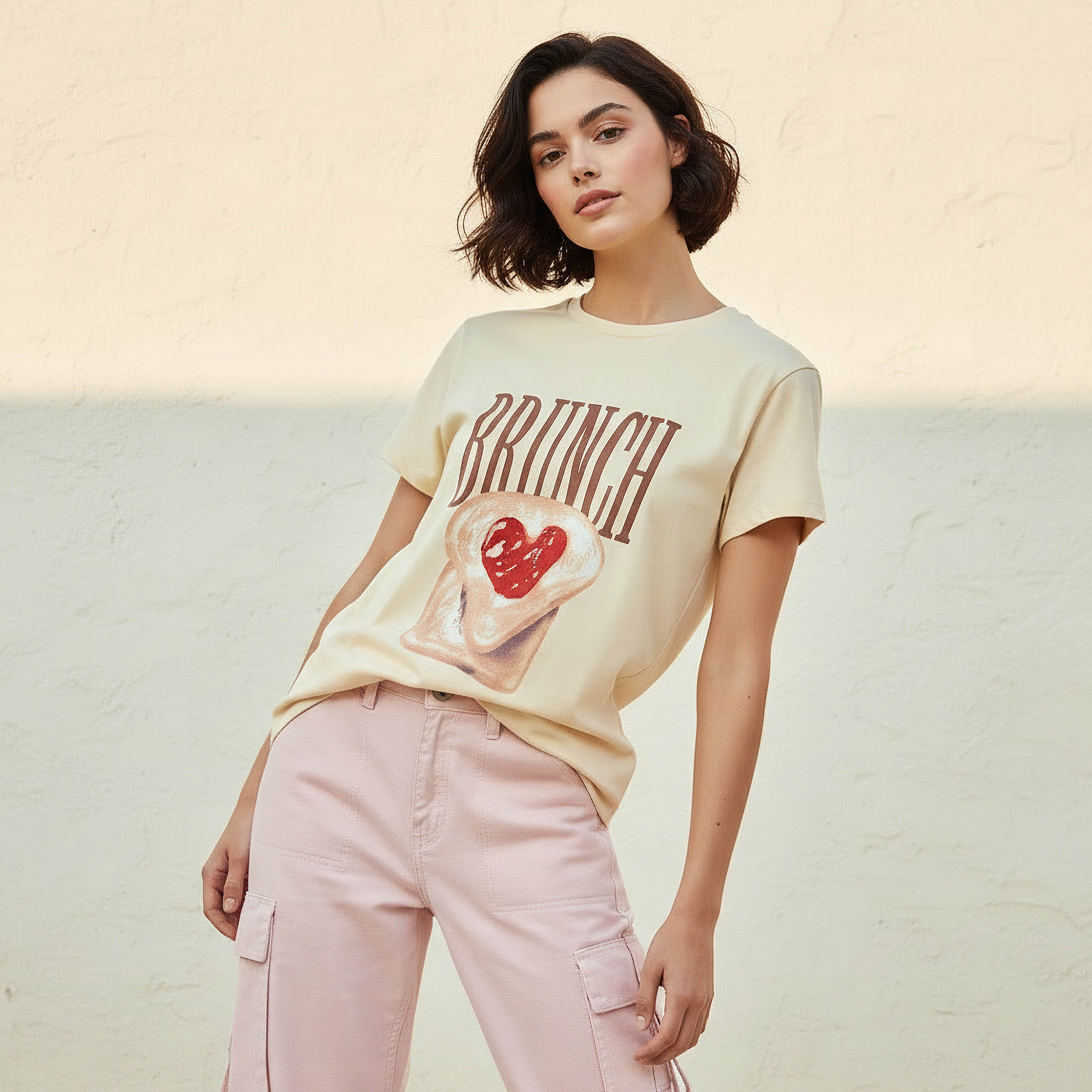 Cotton T-shirt with Typographic Embroidery-women-clothing-tshirts-image-1
