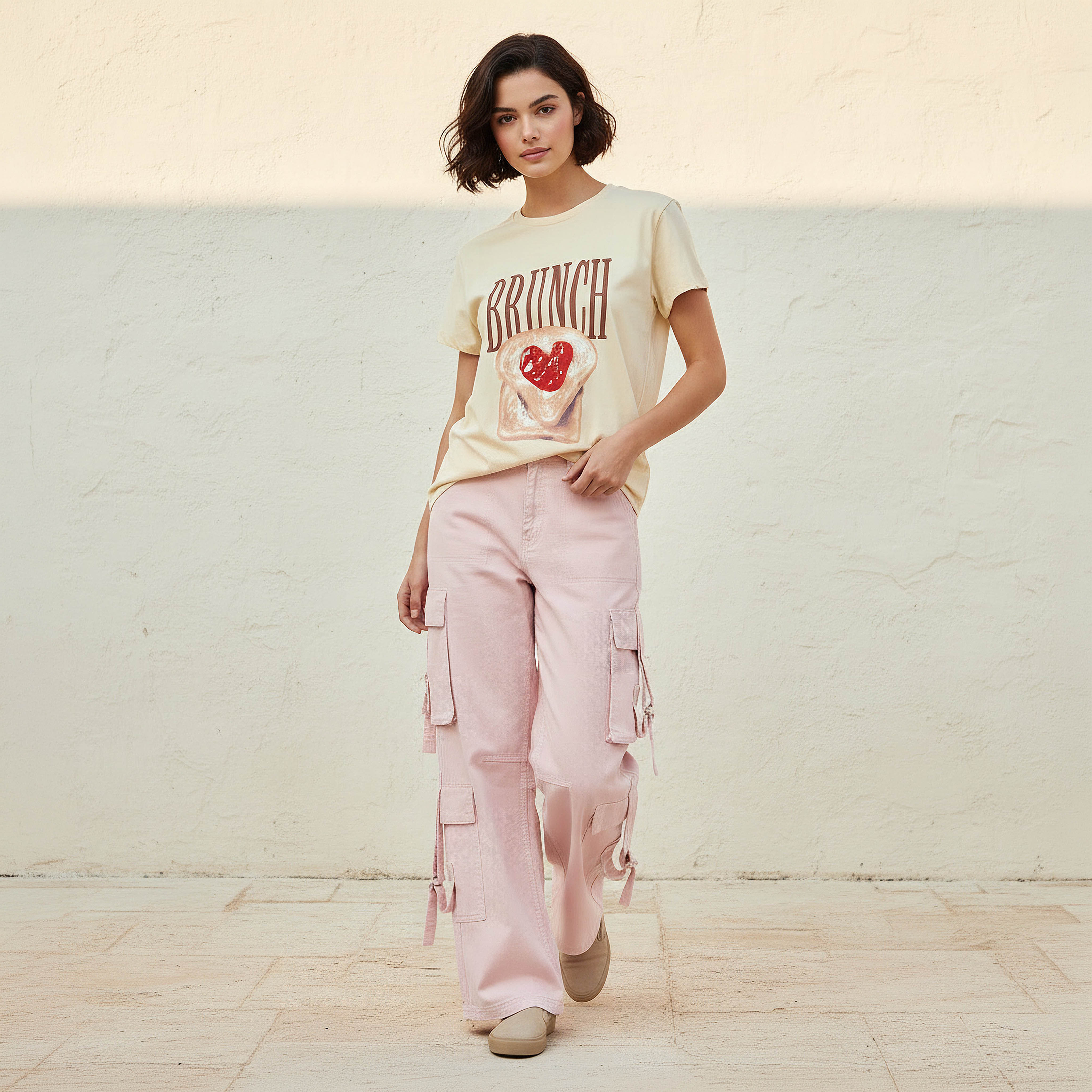 Cotton T-shirt with Typographic Embroidery-women-clothing-tshirts-image-3