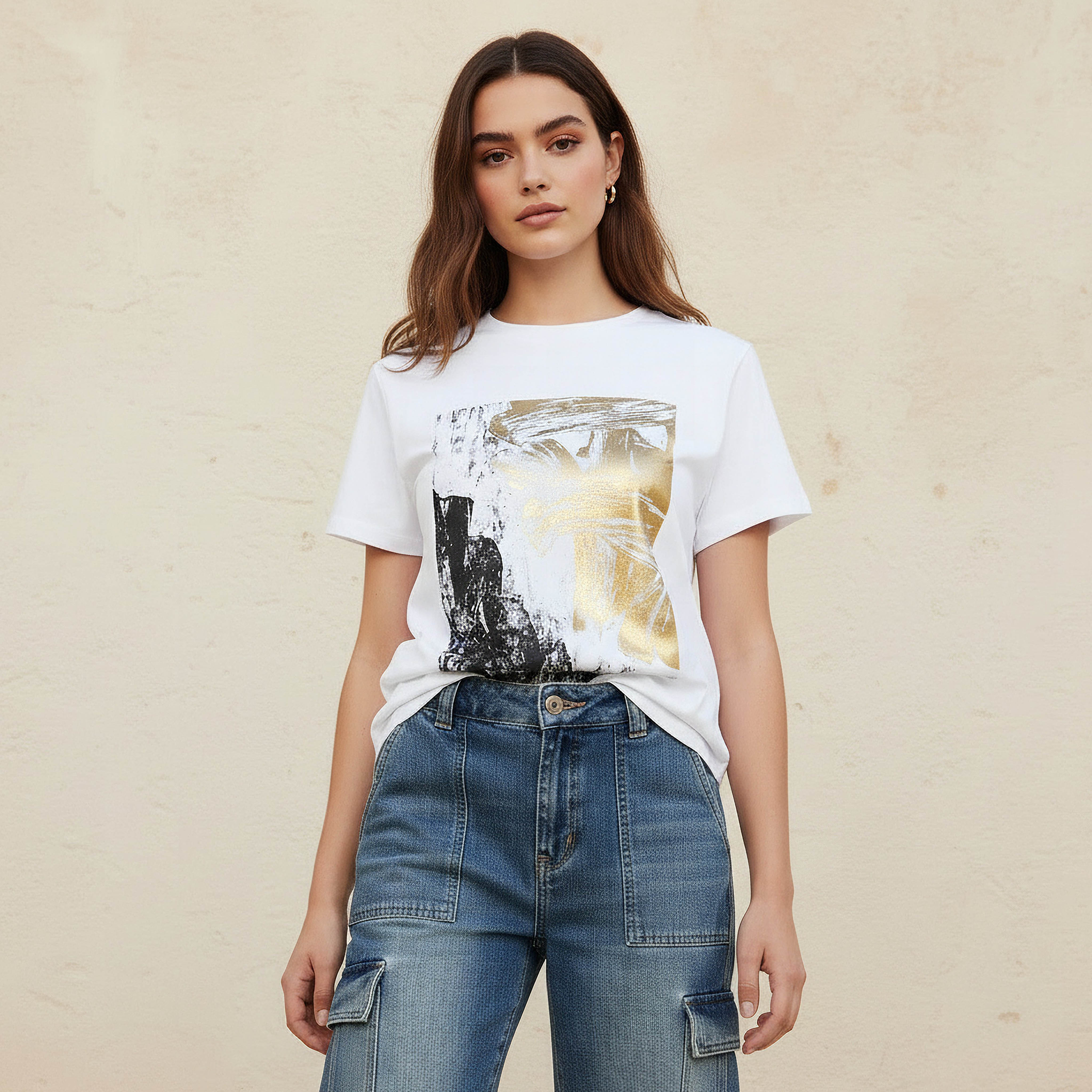 T-shirt with Abstract Foil Print-women-clothing-tshirts-image-1