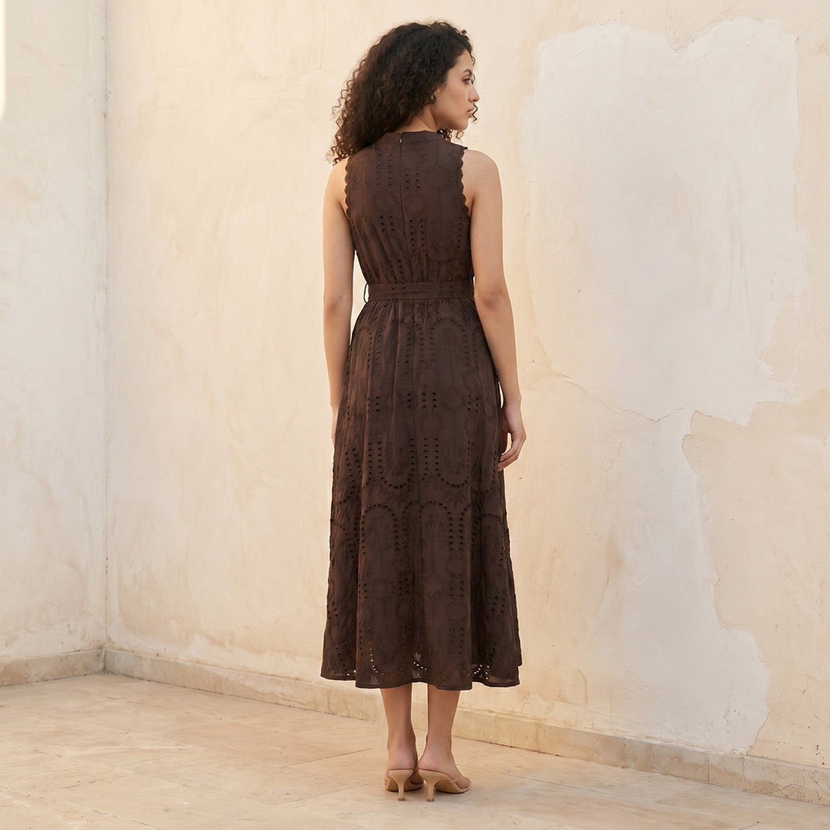Splash Youth Schiffli Embroidered A-Line Cotton Dress with Lace Inserts-women-clothing-dresses-image-4