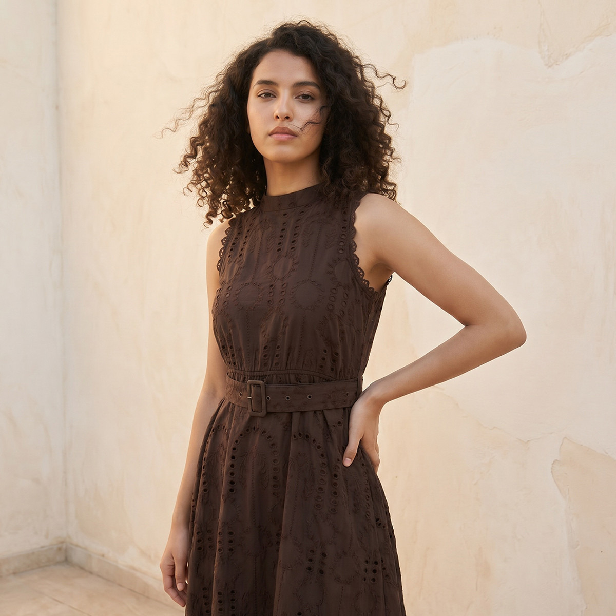 Splash Youth Schiffli Embroidered A-Line Cotton Dress with Lace Inserts-women-clothing-dresses-image-5