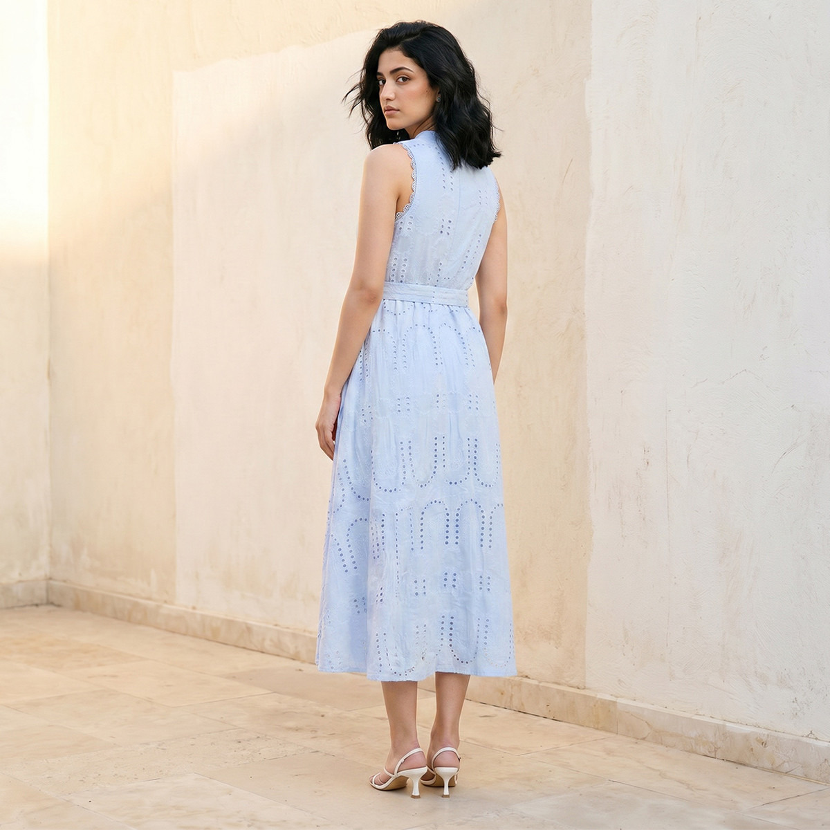 Splash Youth Schiffli Embroidered A-Line Cotton Dress with Lace Inserts-women-clothing-dresses-image-4