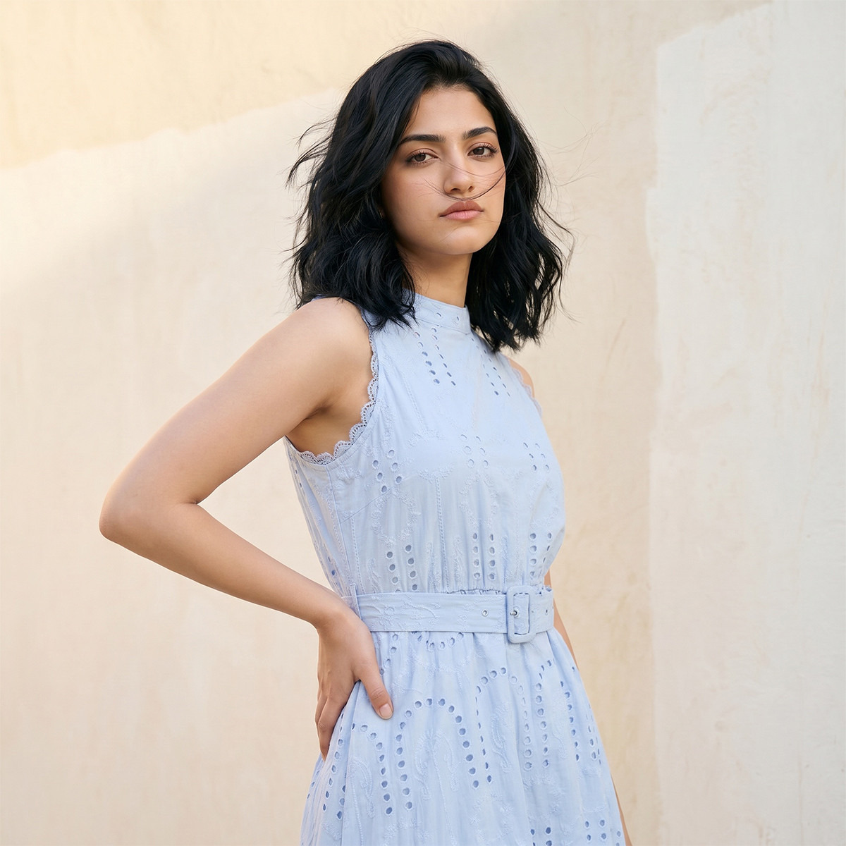 Splash Youth Schiffli Embroidered A-Line Cotton Dress with Lace Inserts-women-clothing-dresses-image-5