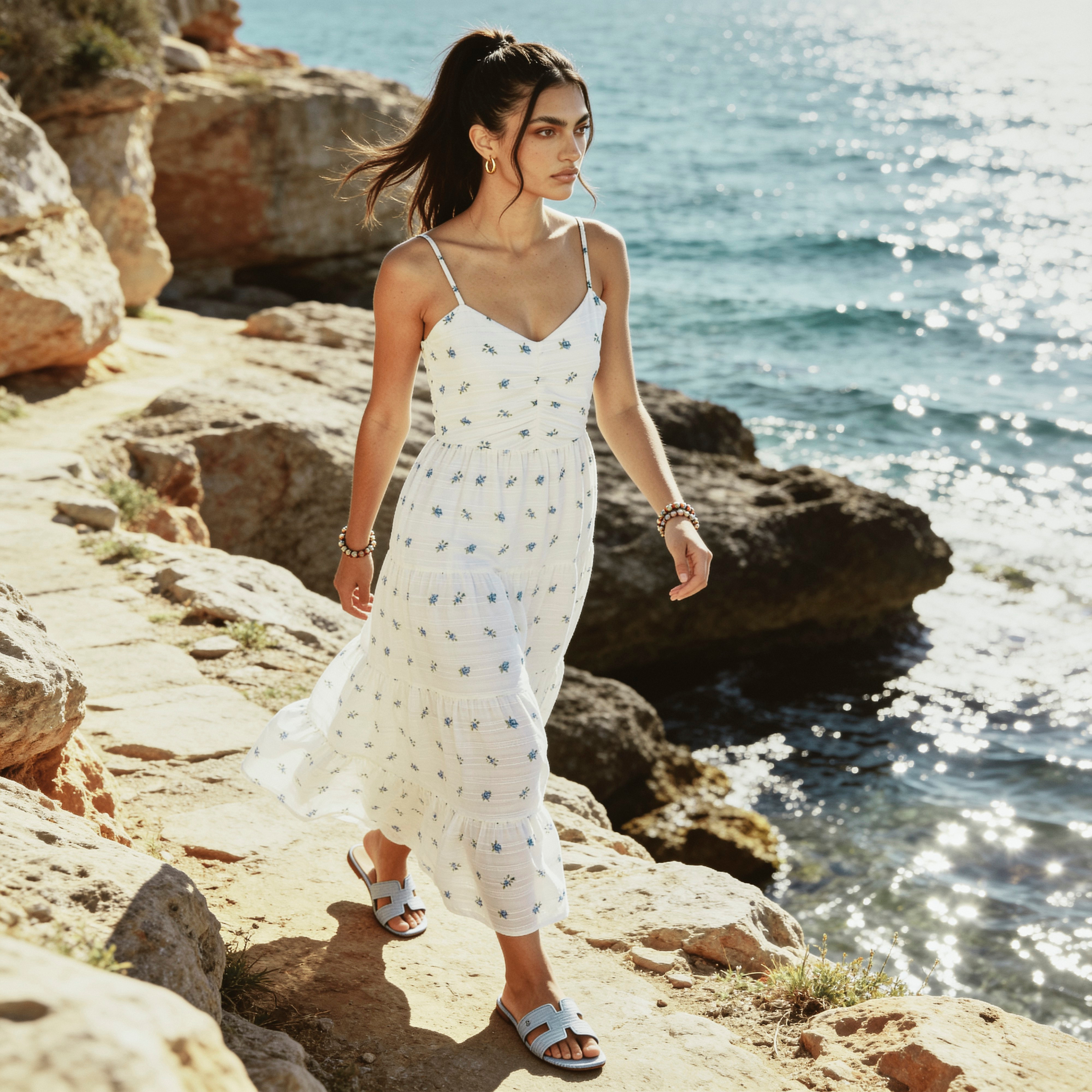 Splash Youth Floral Print A-line Cotton Dress Adjustable Straps-women-clothing-dresses-image-1