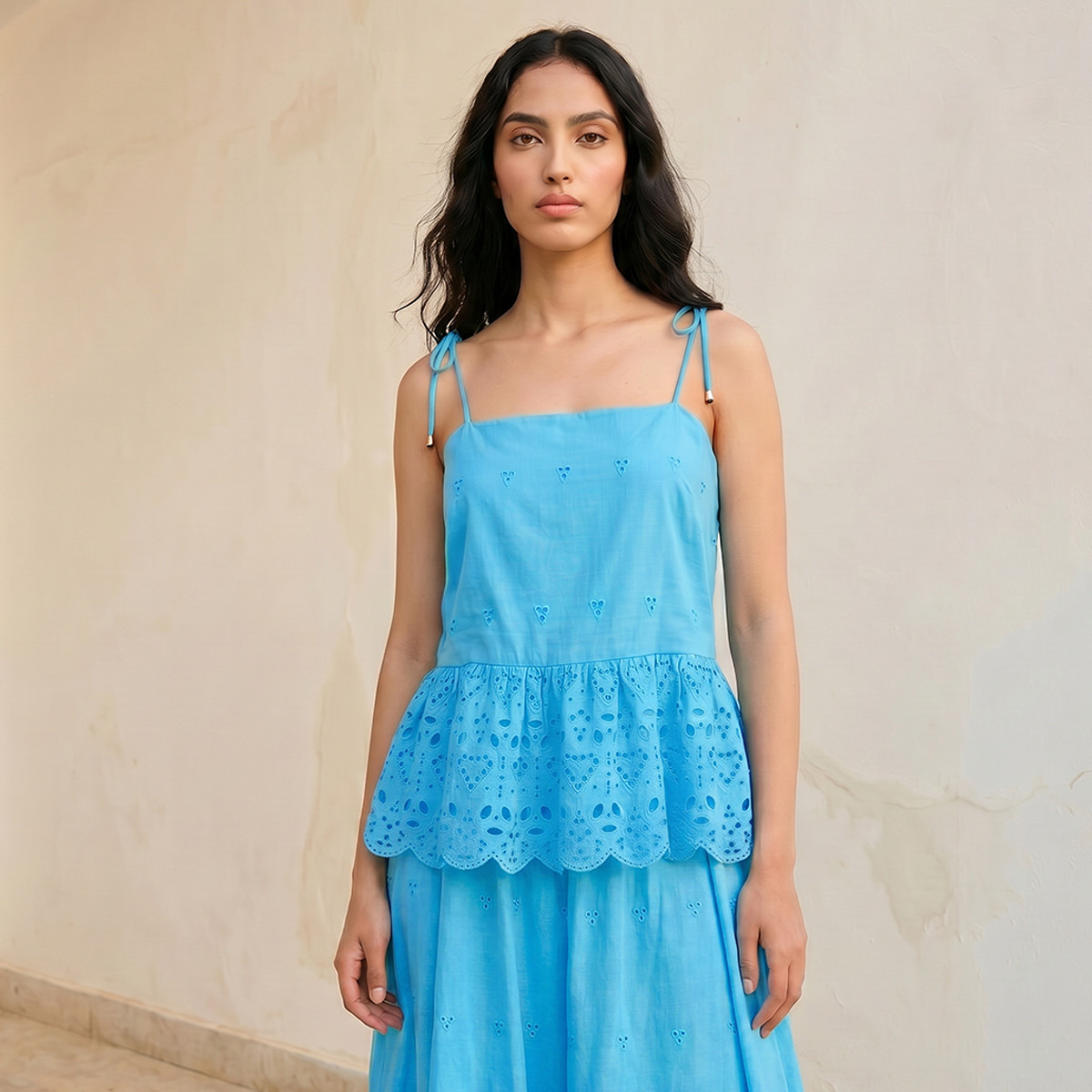Splash Youth Regular Fit Cotton Peplum Top Schiffli Embroidered-women-clothing-shirtsandblouses-blouses-image-1