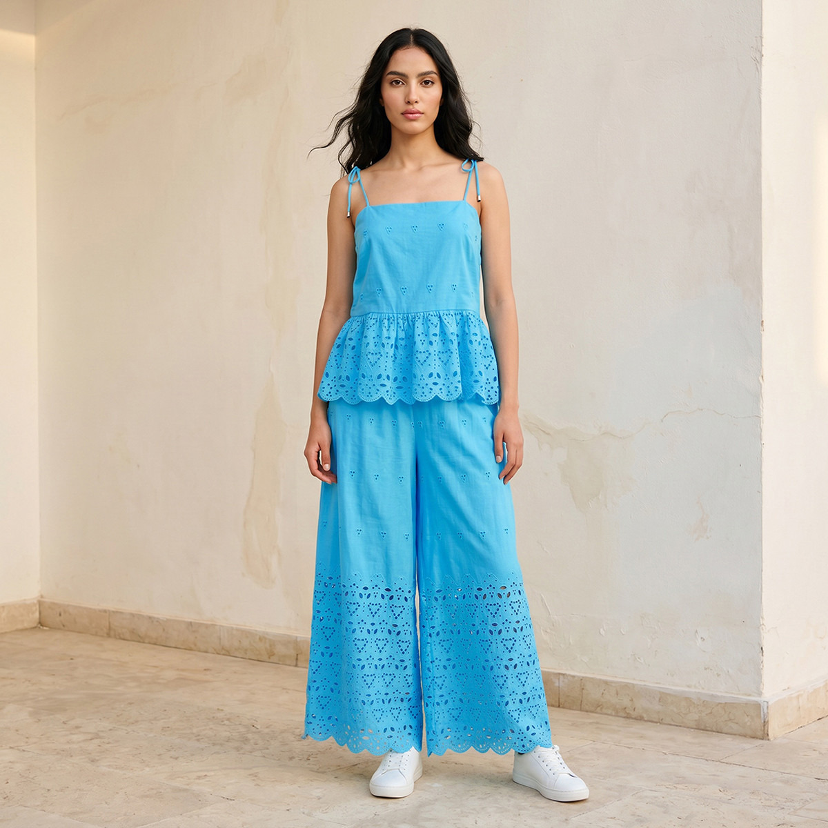 Splash Youth Regular Fit Cotton Peplum Top Schiffli Embroidered-women-clothing-shirtsandblouses-blouses-image-3