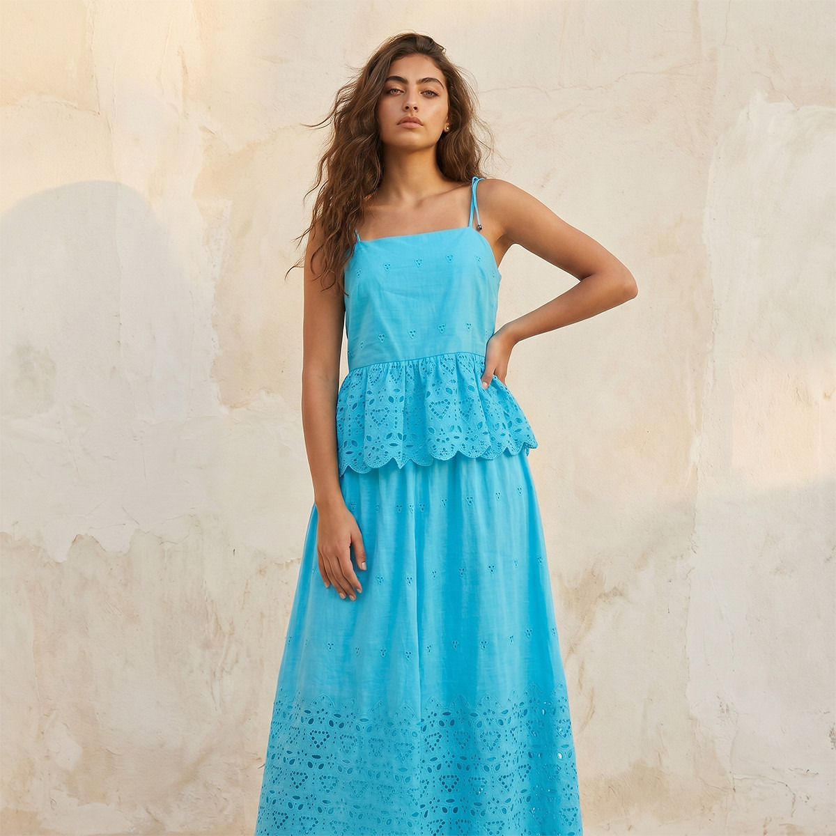 Splash Youth Maxi Cotton Embroidered Skirt with Scalloped Hem-women-clothing-skirts-image-10