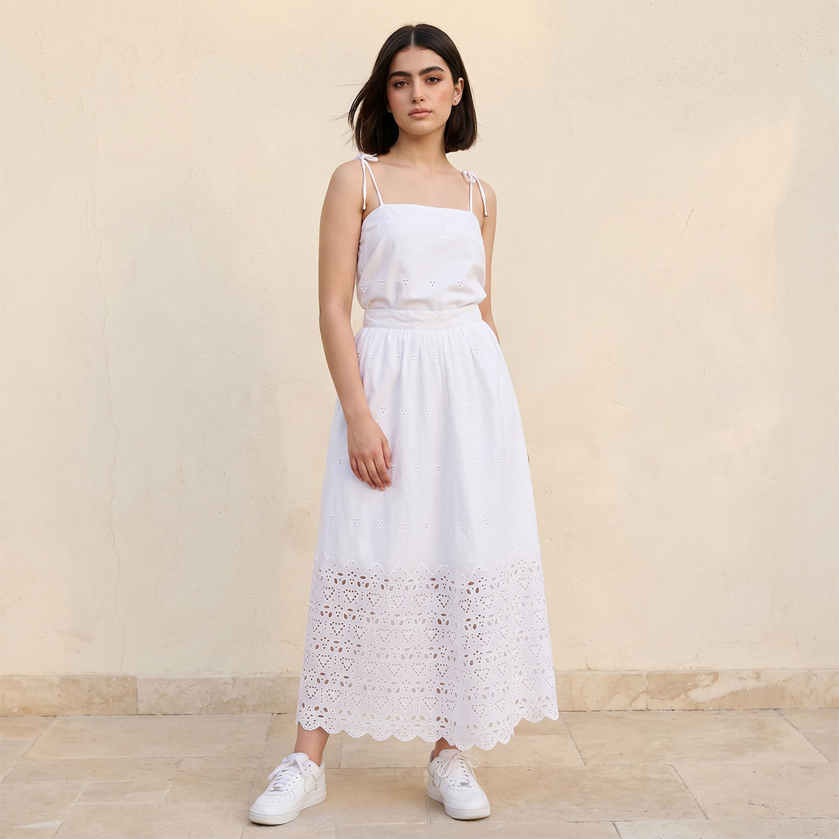 Splash Youth Maxi Cotton Embroidered Skirt with Scalloped Hem-women-clothing-skirts-image-5