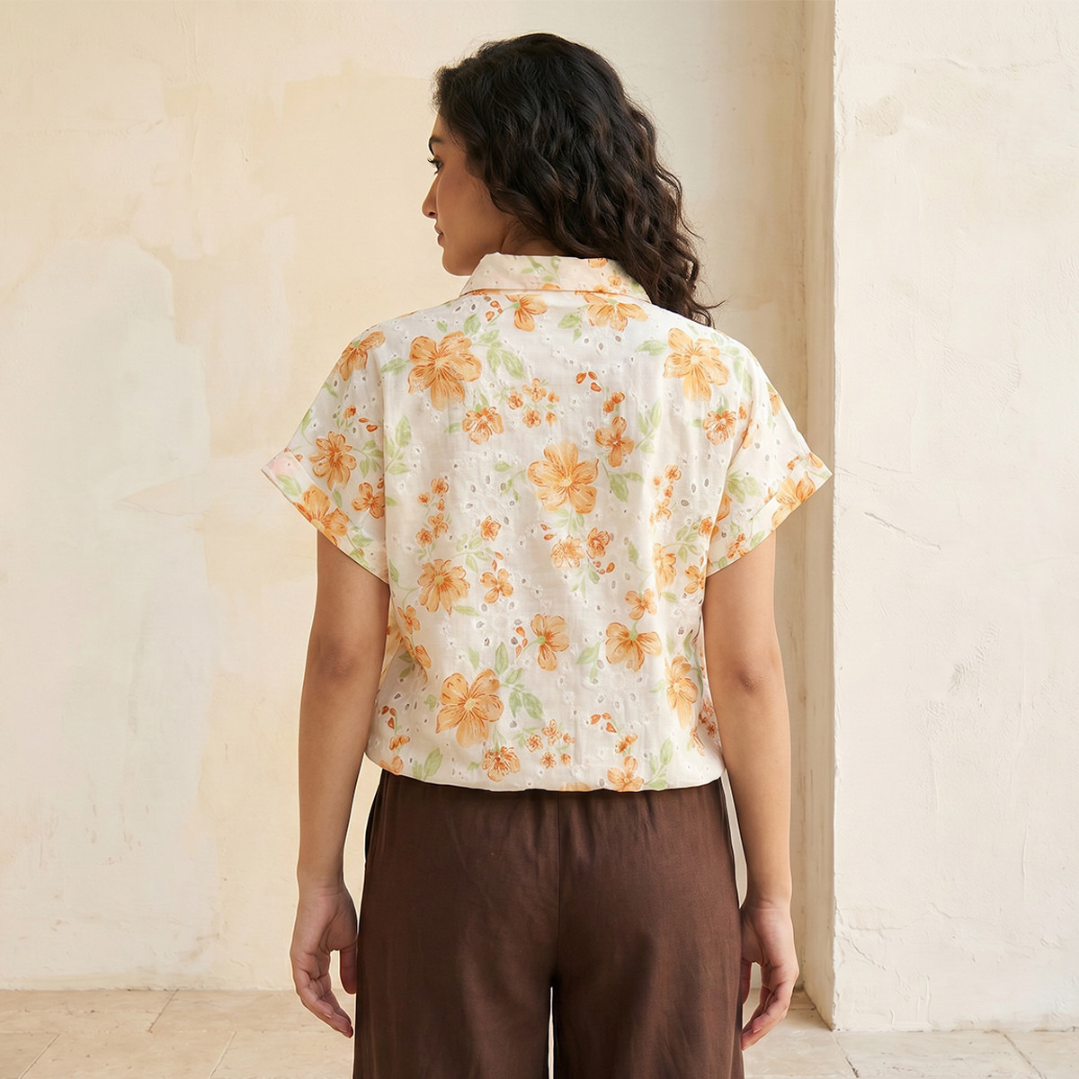 Splash Youth Cotton Shirt with Schiffli Floral Print-women-clothing-shirtsandblouses-shirts-image-4