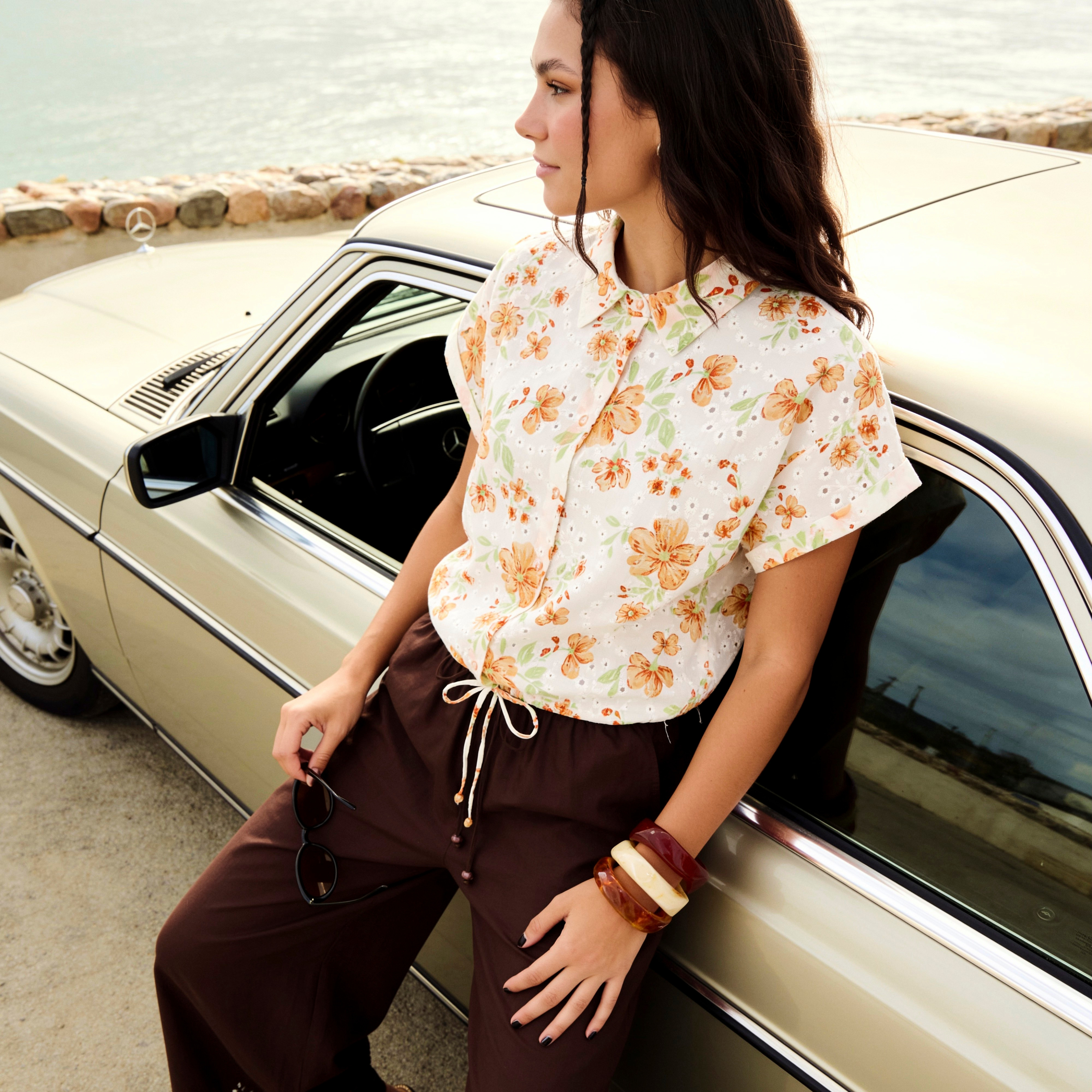 Splash Youth Cotton Shirt with Schiffli Floral Print-women-clothing-shirtsandblouses-shirts-image-1
