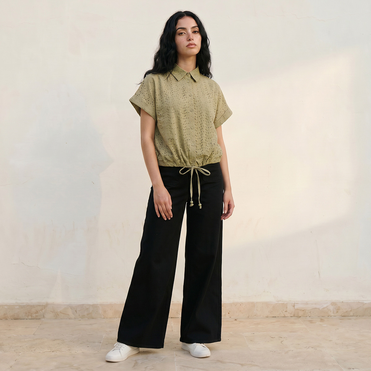 Splash Youth Cotton Shirt with Schiffli Texture-women-clothing-shirtsandblouses-shirts-image-3