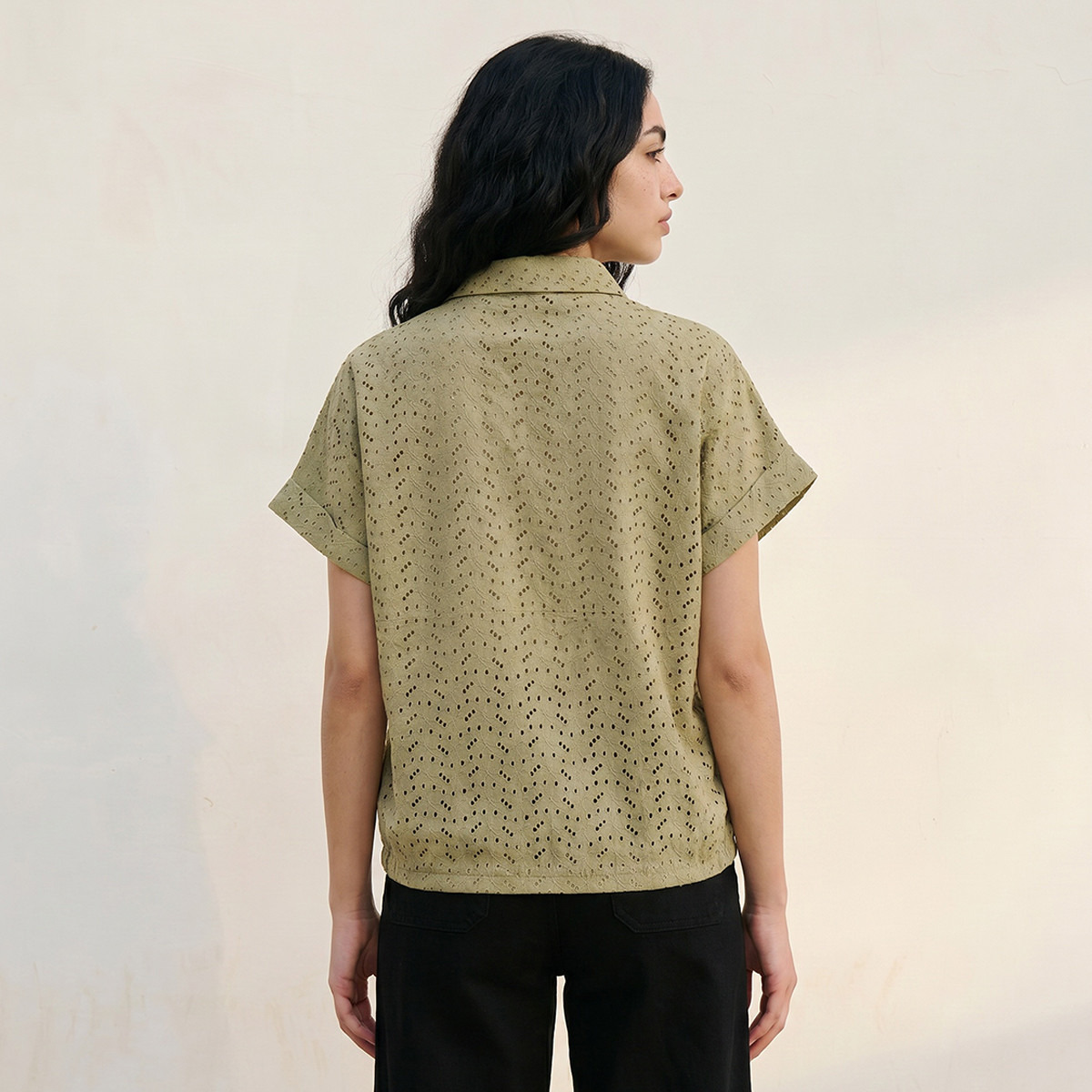 Splash Youth Cotton Shirt with Schiffli Texture-women-clothing-shirtsandblouses-shirts-image-4